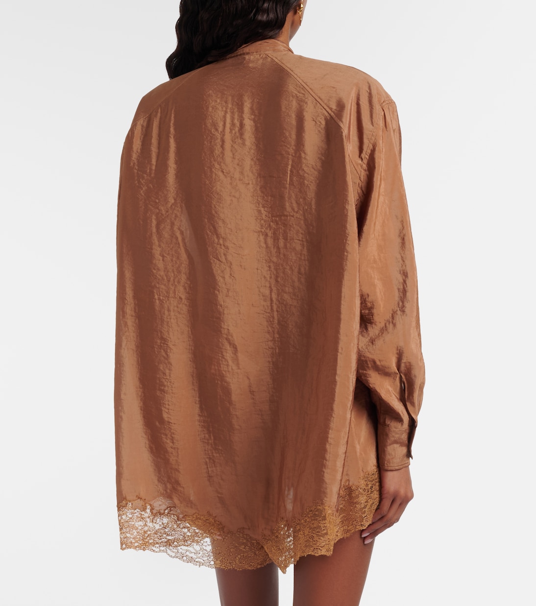 Lace-trimmed tie-neck romper | Saint Laurent