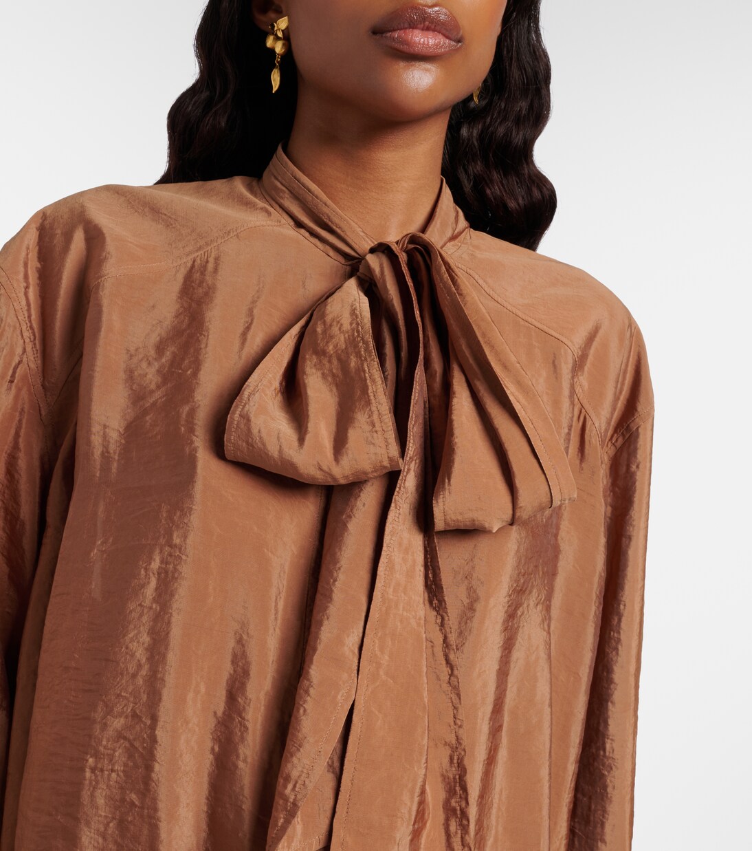 Lace-trimmed tie-neck romper | Saint Laurent