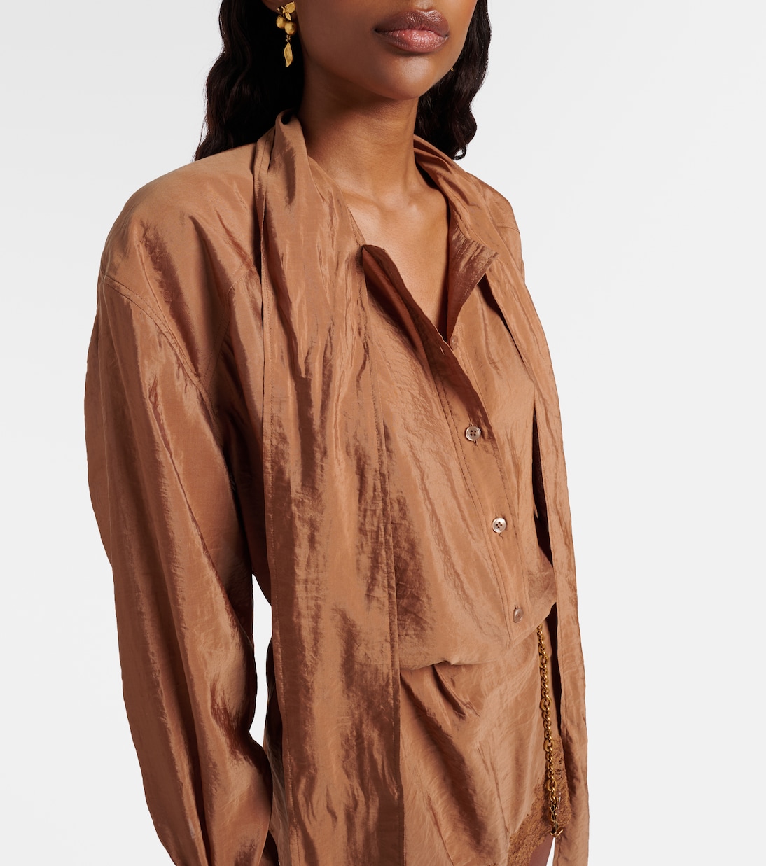 Lace-trimmed tie-neck romper | Saint Laurent