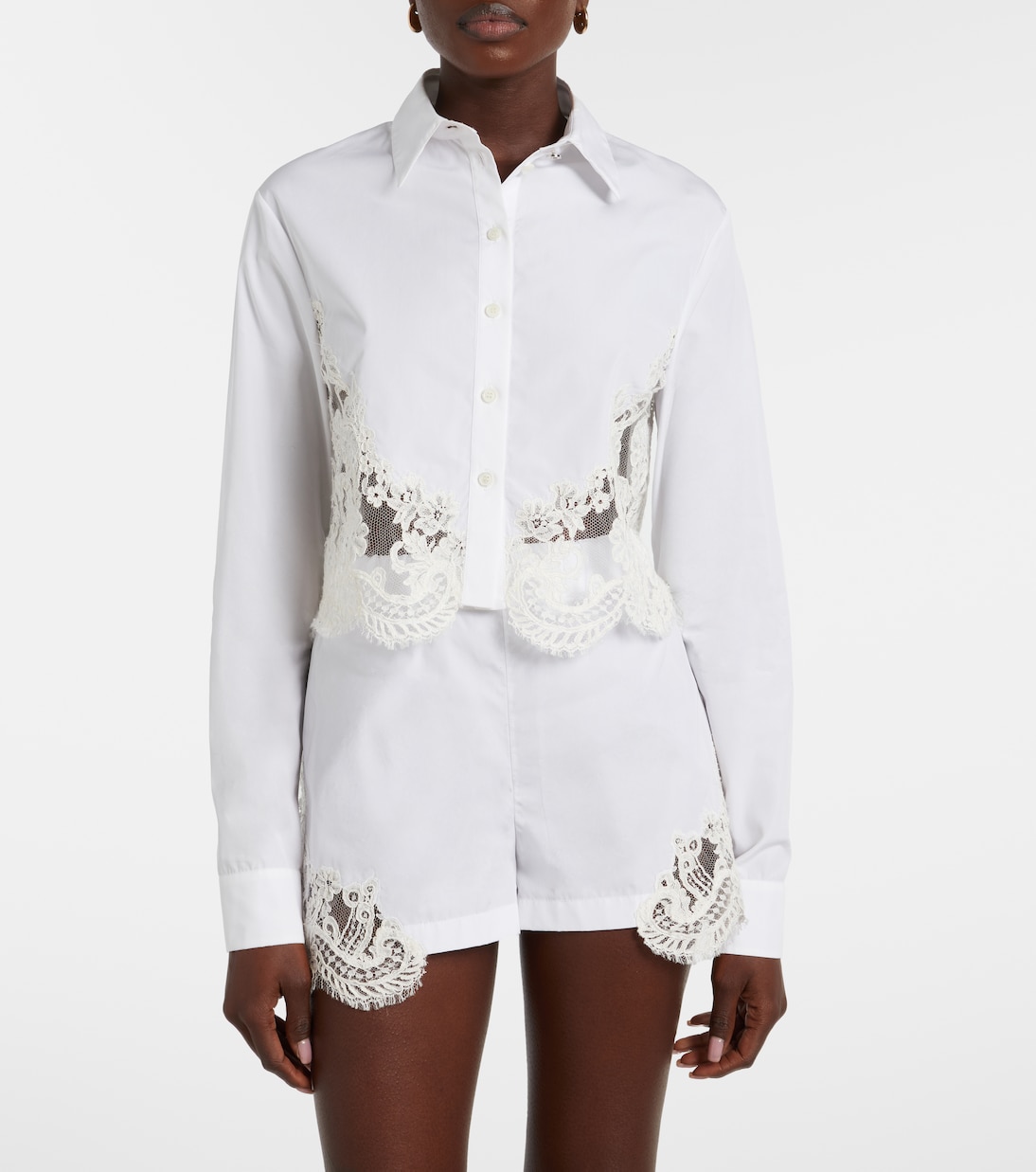 Hemd aus Baumwollpopeline mit Spitze | Versace