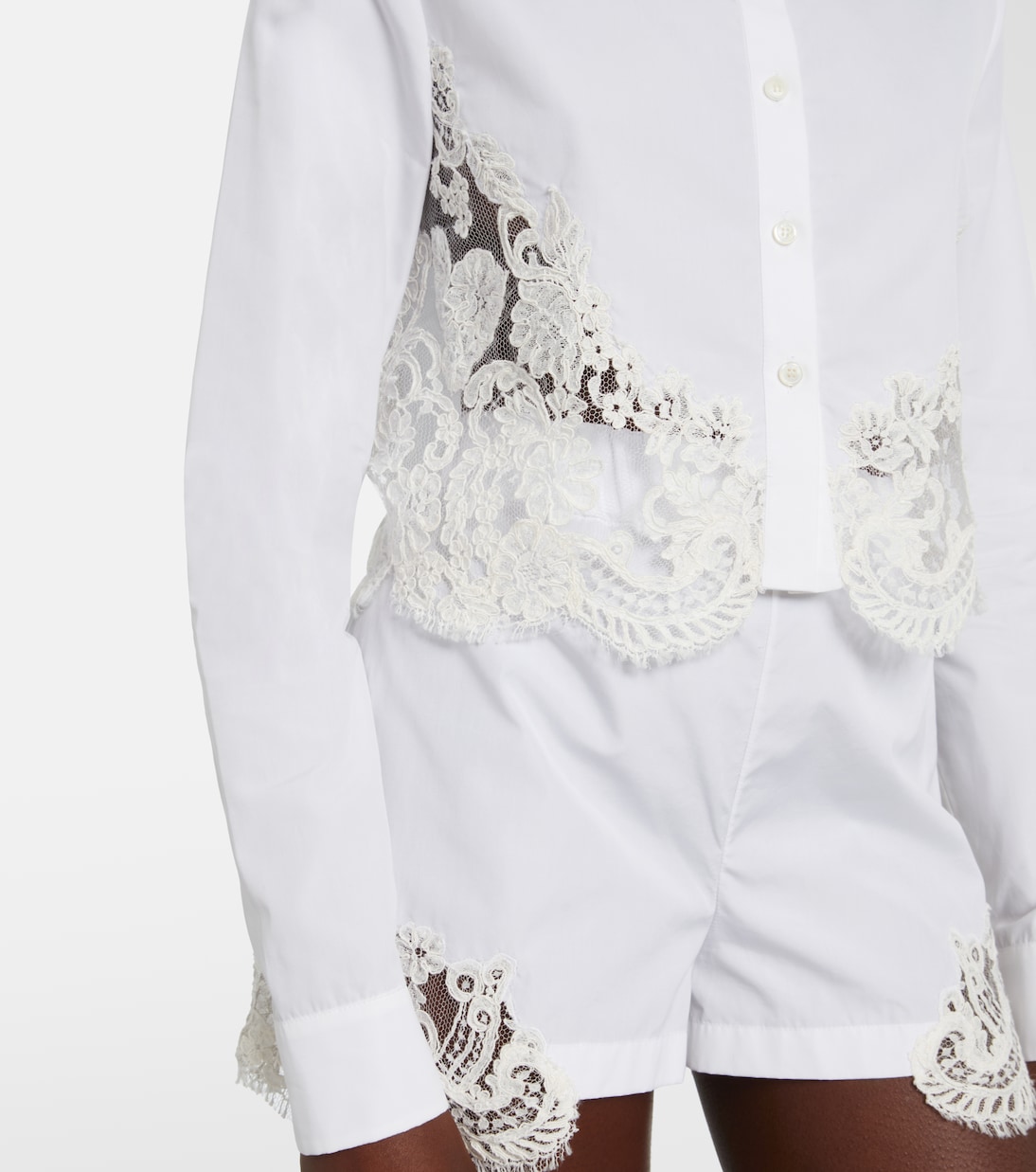 Hemd aus Baumwollpopeline mit Spitze | Versace