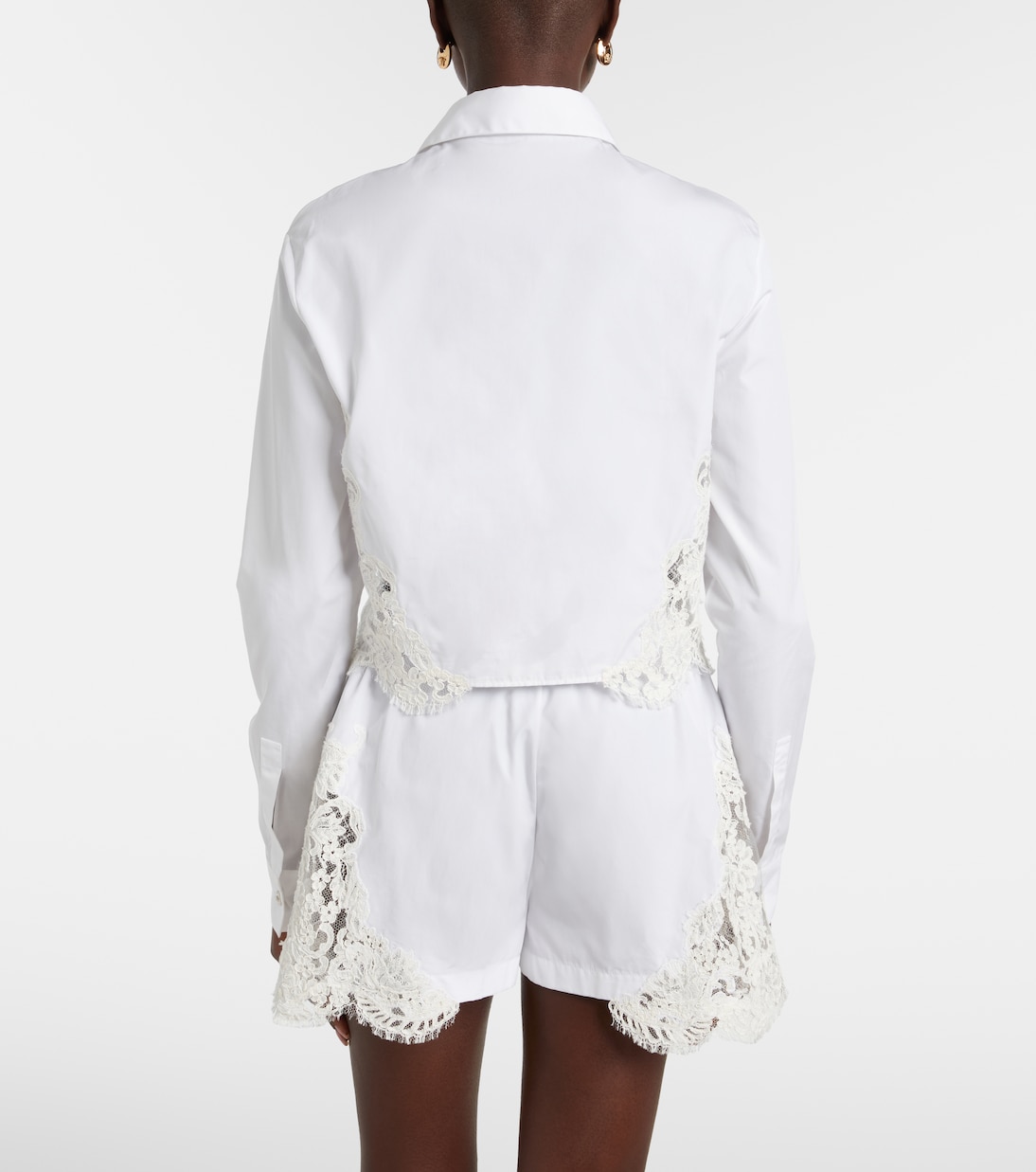 Hemd aus Baumwollpopeline mit Spitze | Versace