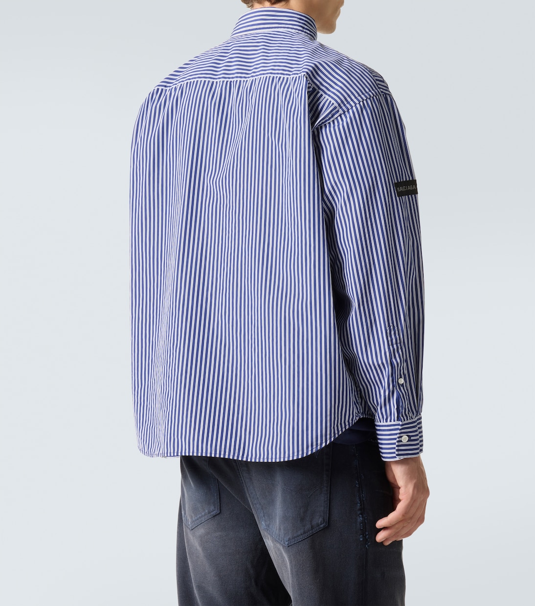 Striped cotton-blend poplin shirt | Balenciaga