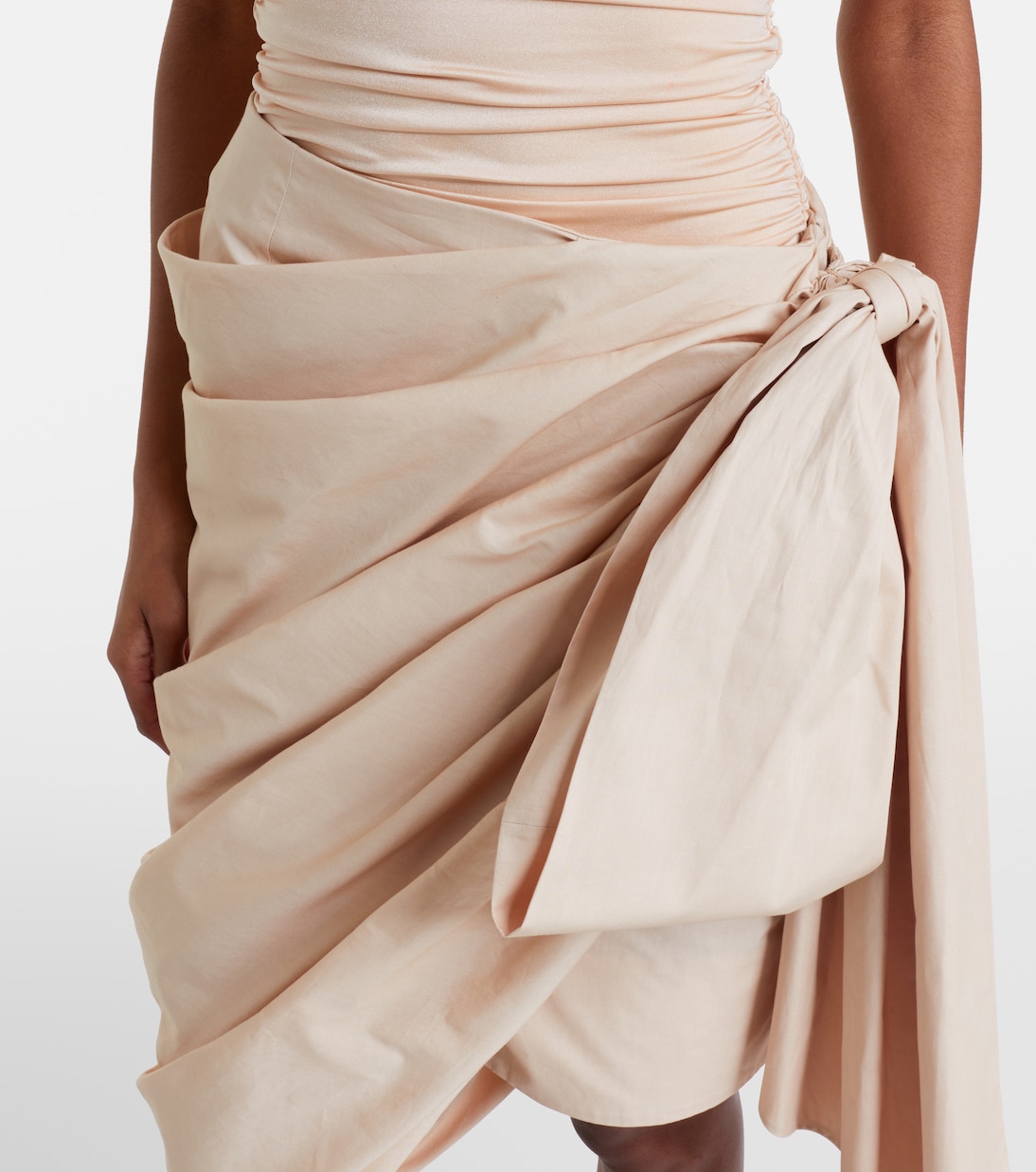 Bow-detail cotton poplin midi skirt | Chloé