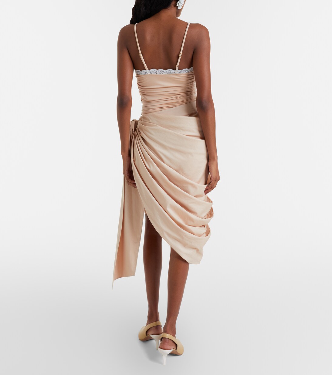 Bow-detail cotton poplin midi skirt | Chloé