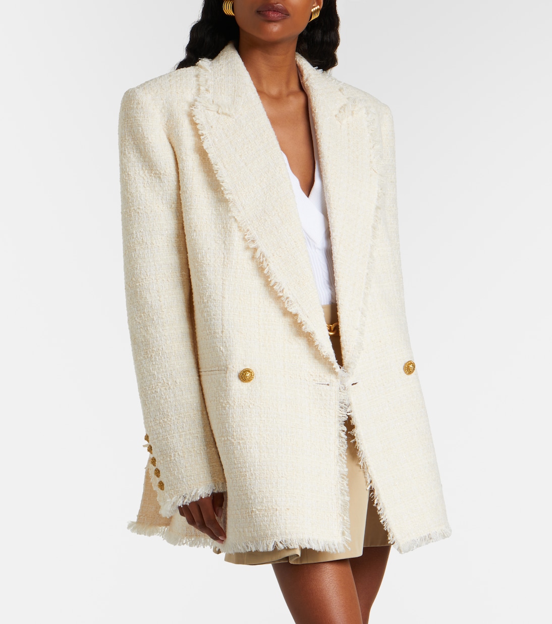 双排扣花呢西装式外套 | Balmain