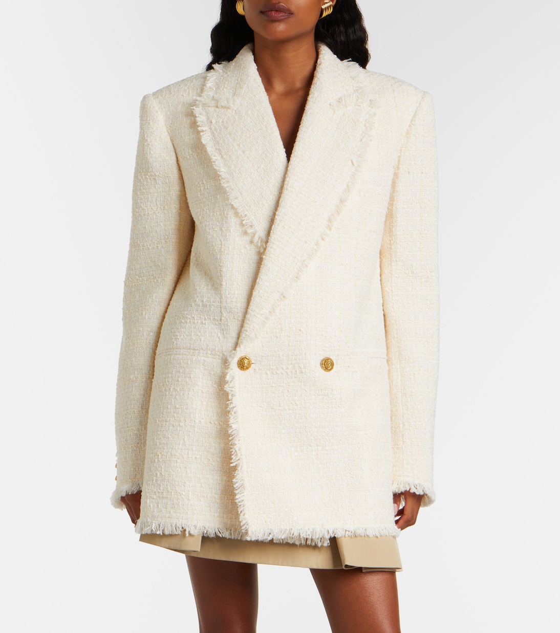 双排扣花呢西装式外套 | Balmain