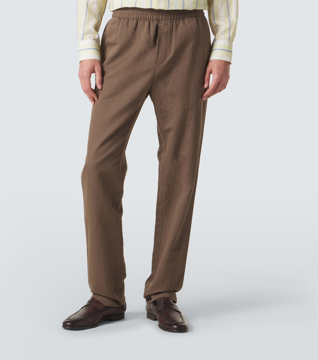 Cotton and linen straight pants | Sunspel