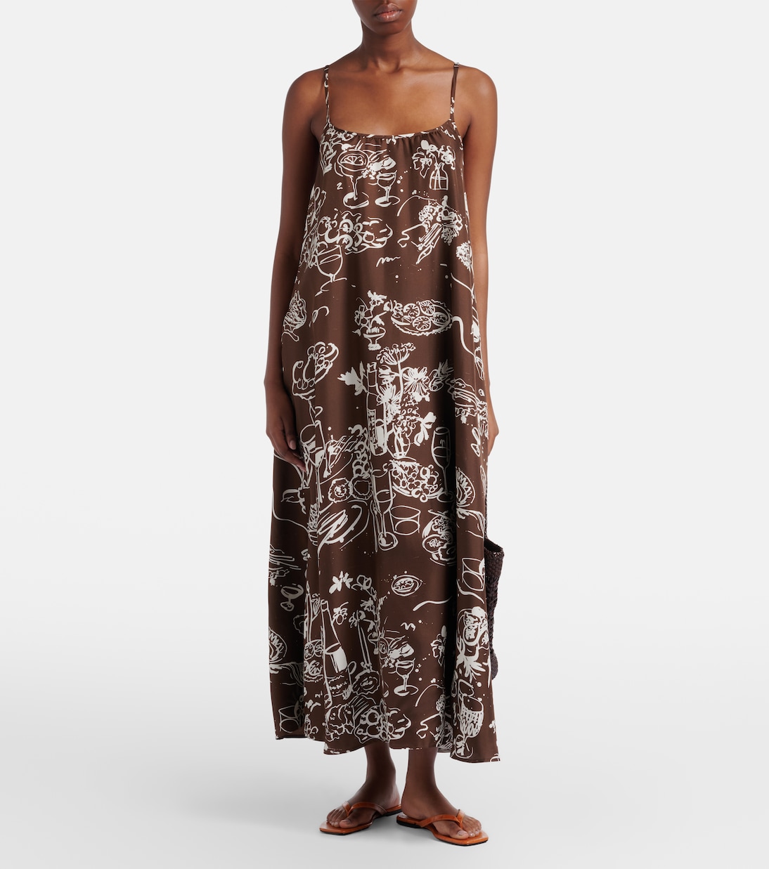 Napoli printed silk twill maxi dress | Asceno