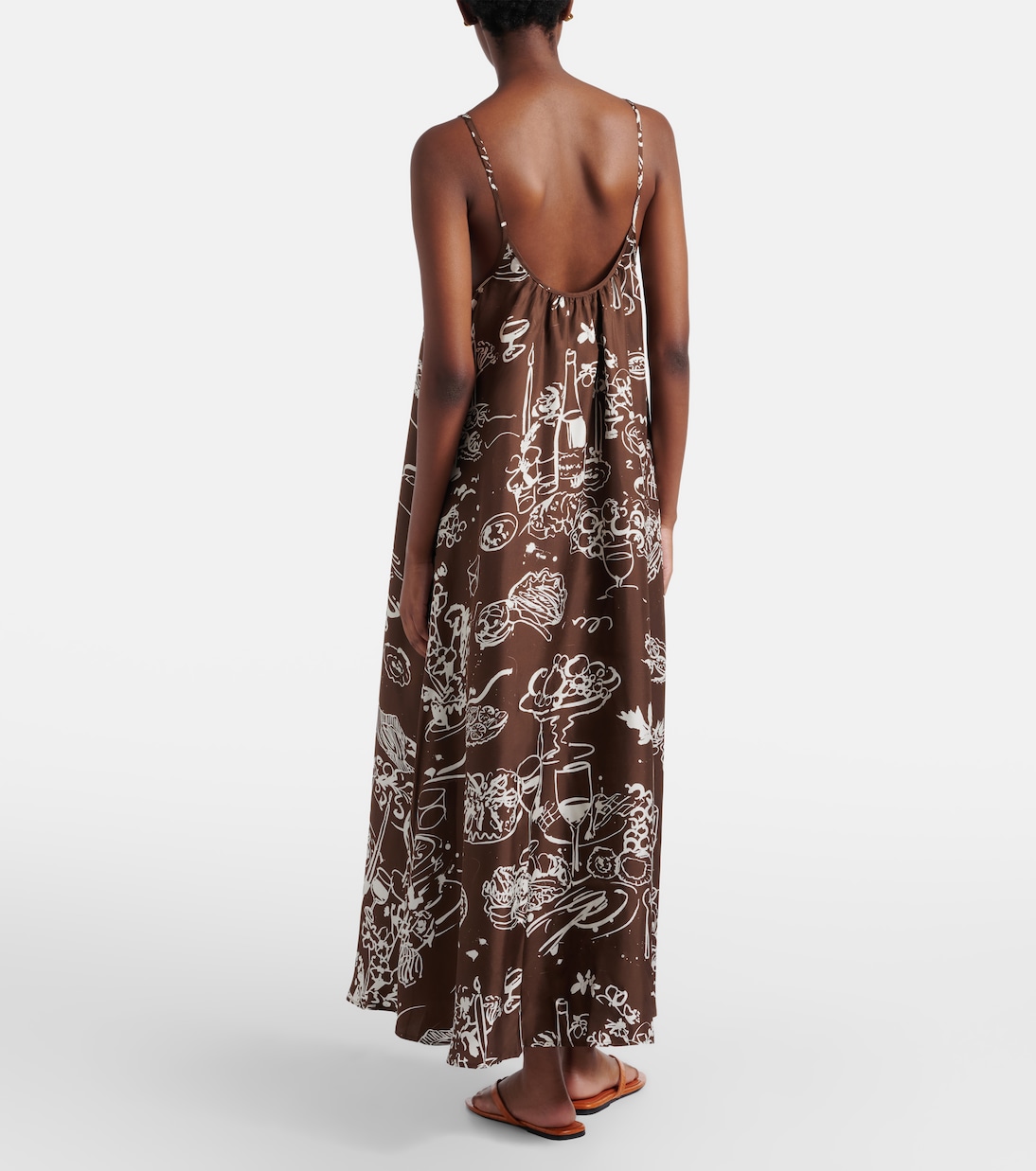 Napoli printed silk twill maxi dress | Asceno