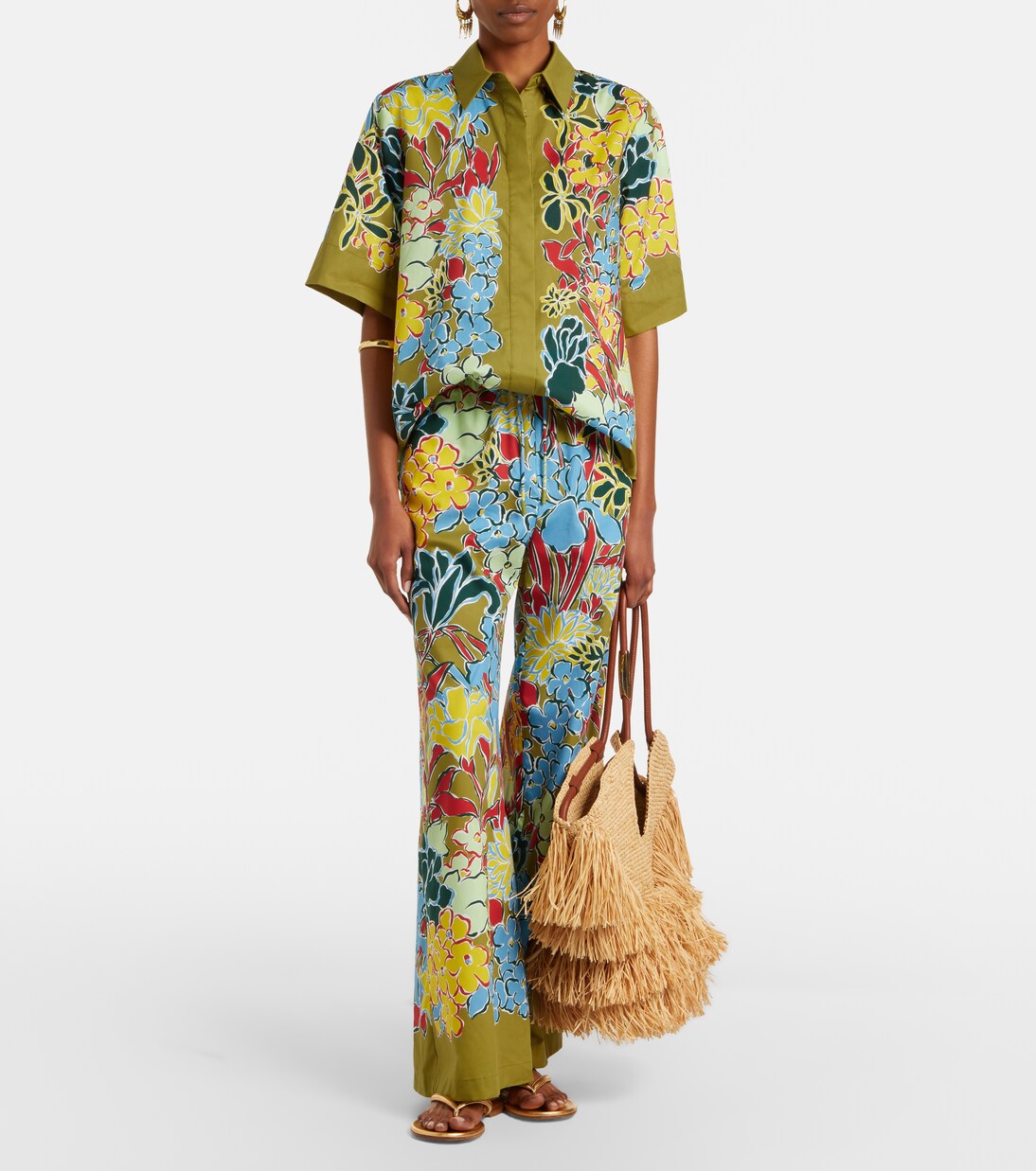 Solstice cotton-blend wide-leg pants | Alémais