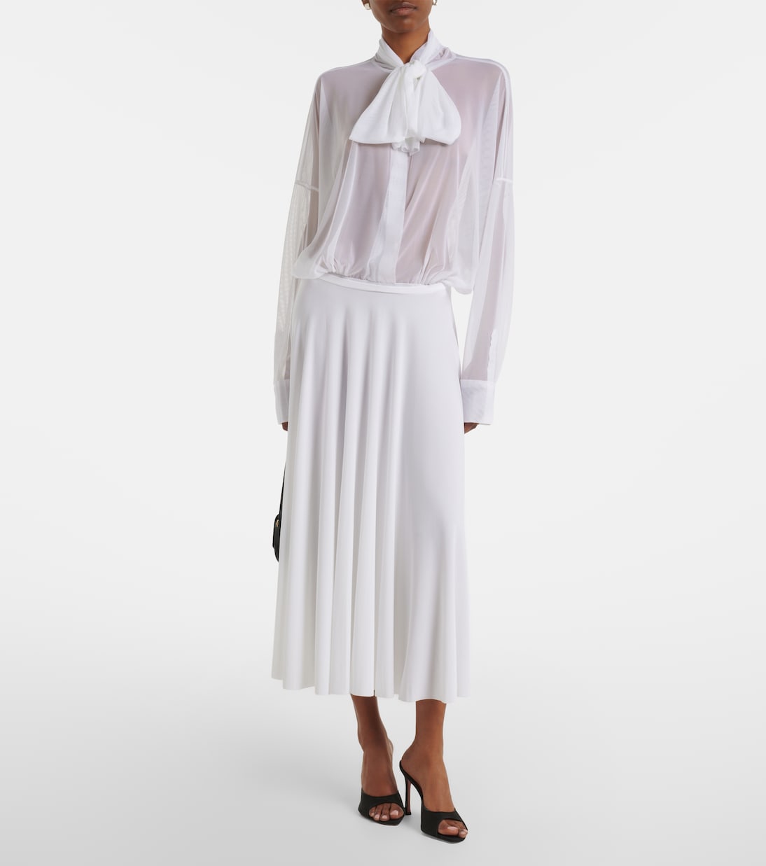 Pleated jersey midi skirt | Norma Kamali