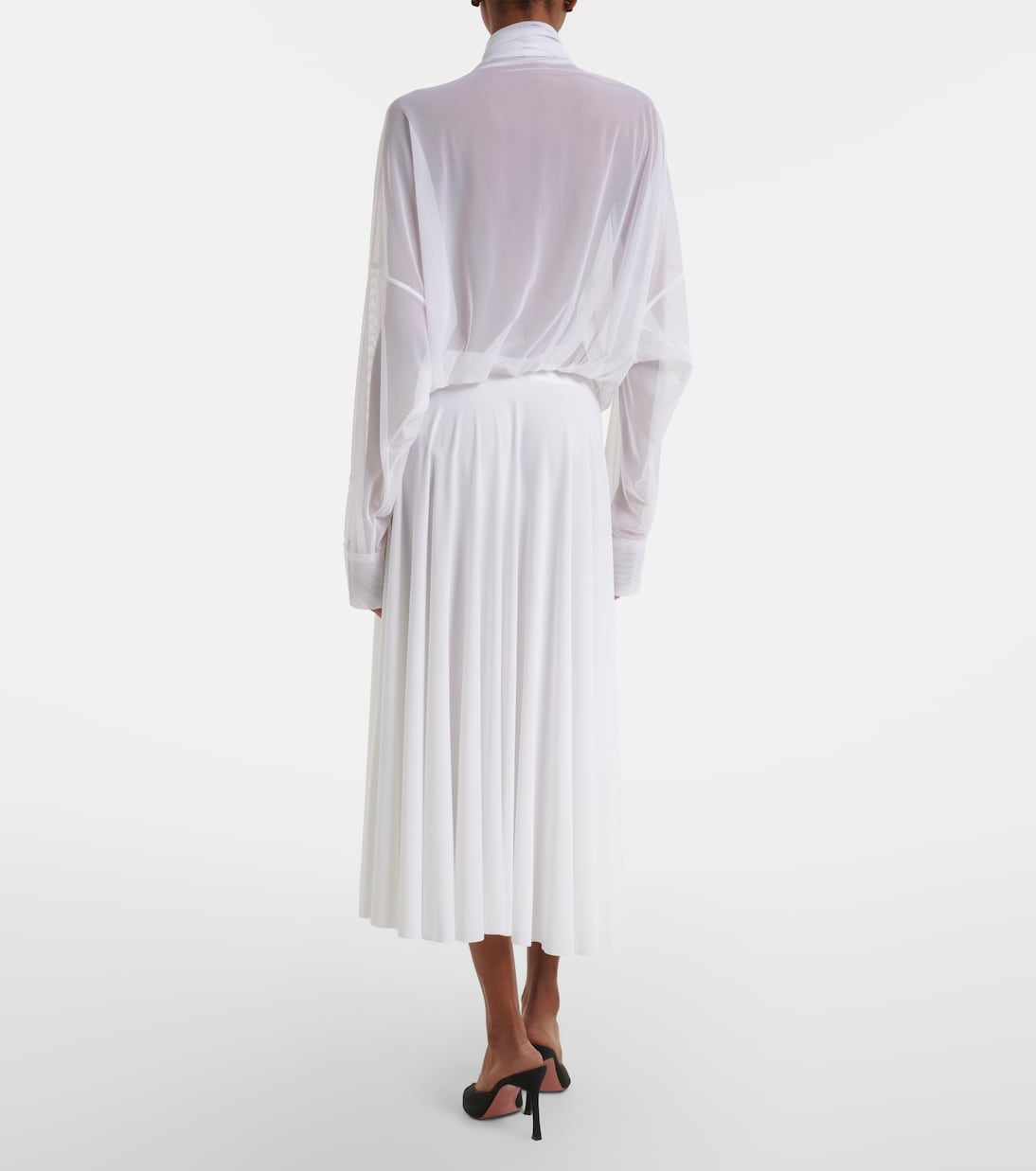 Pleated jersey midi skirt | Norma Kamali