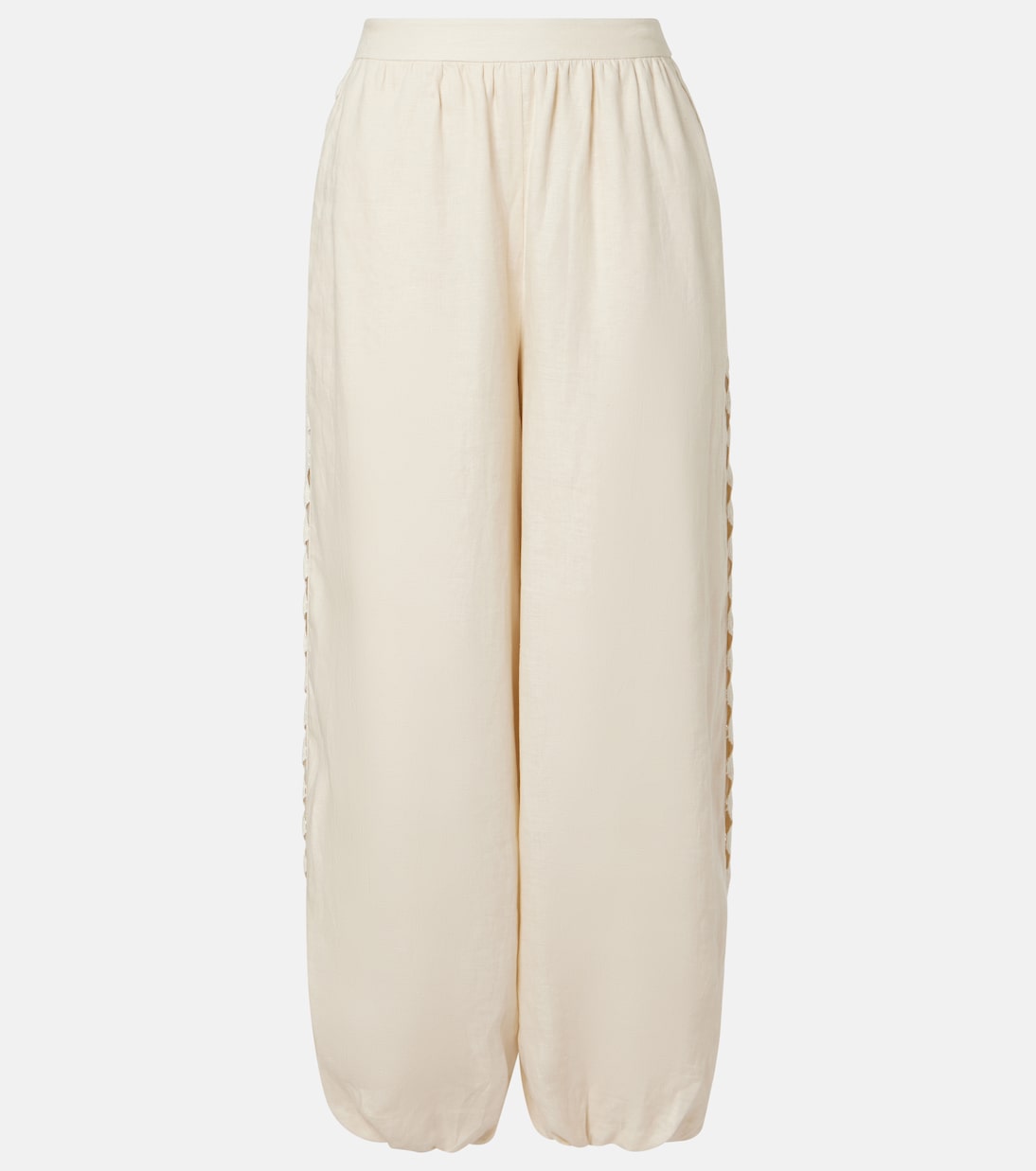 Lace-trimmed linen-blend straight pants | Simkhai
