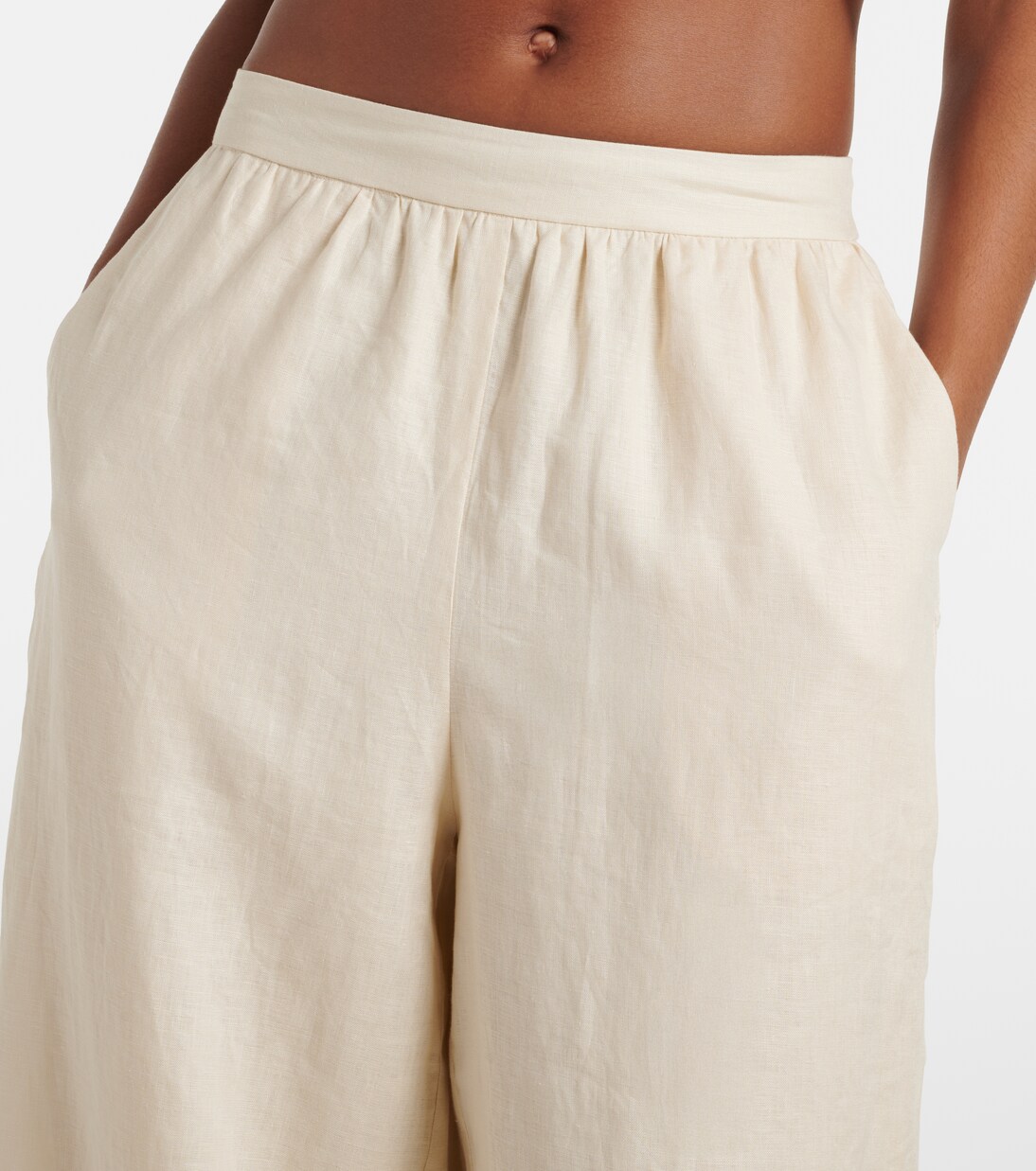 Lace-trimmed linen-blend straight pants | Simkhai