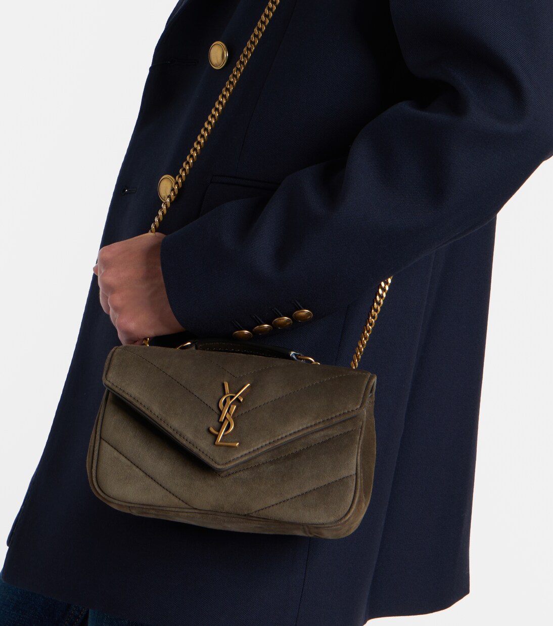 Borsa a spalla Loulou Mini in camoscio | Saint Laurent