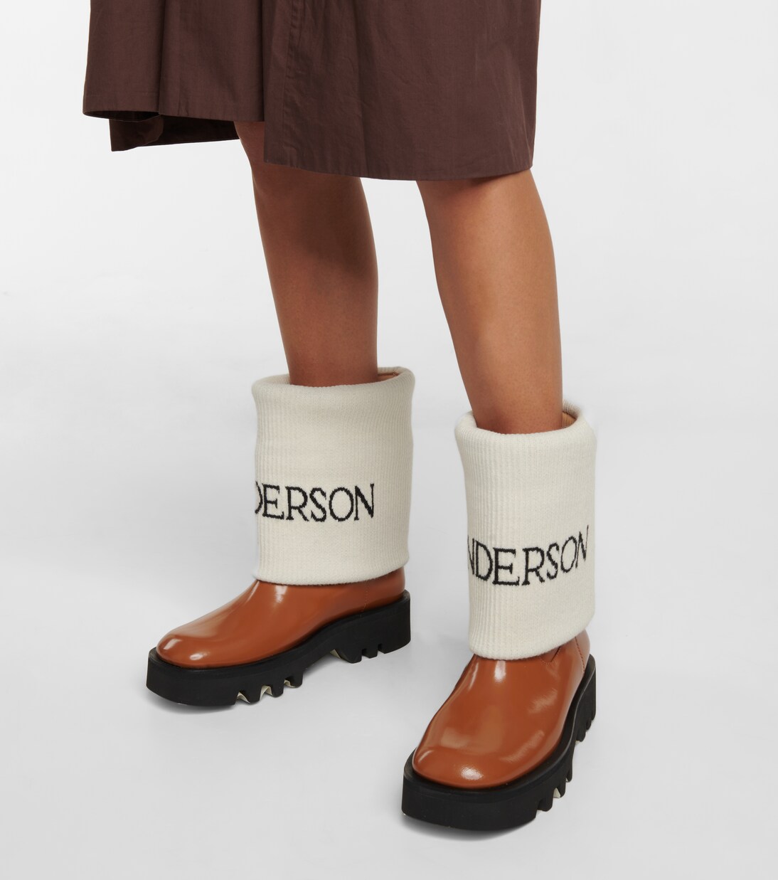 Logo-intarsia leather boots | JW Anderson