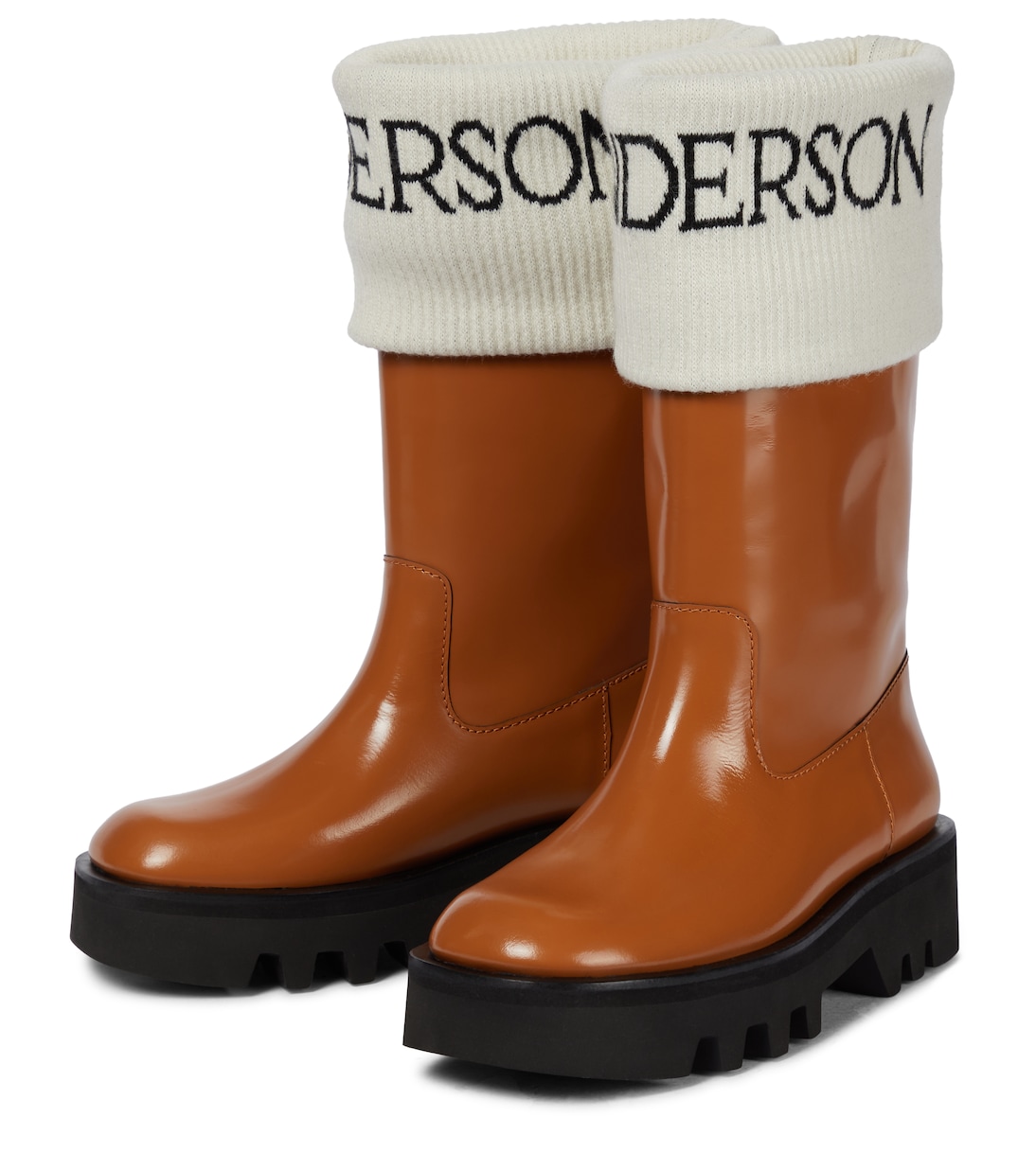 Logo-intarsia leather boots | JW Anderson