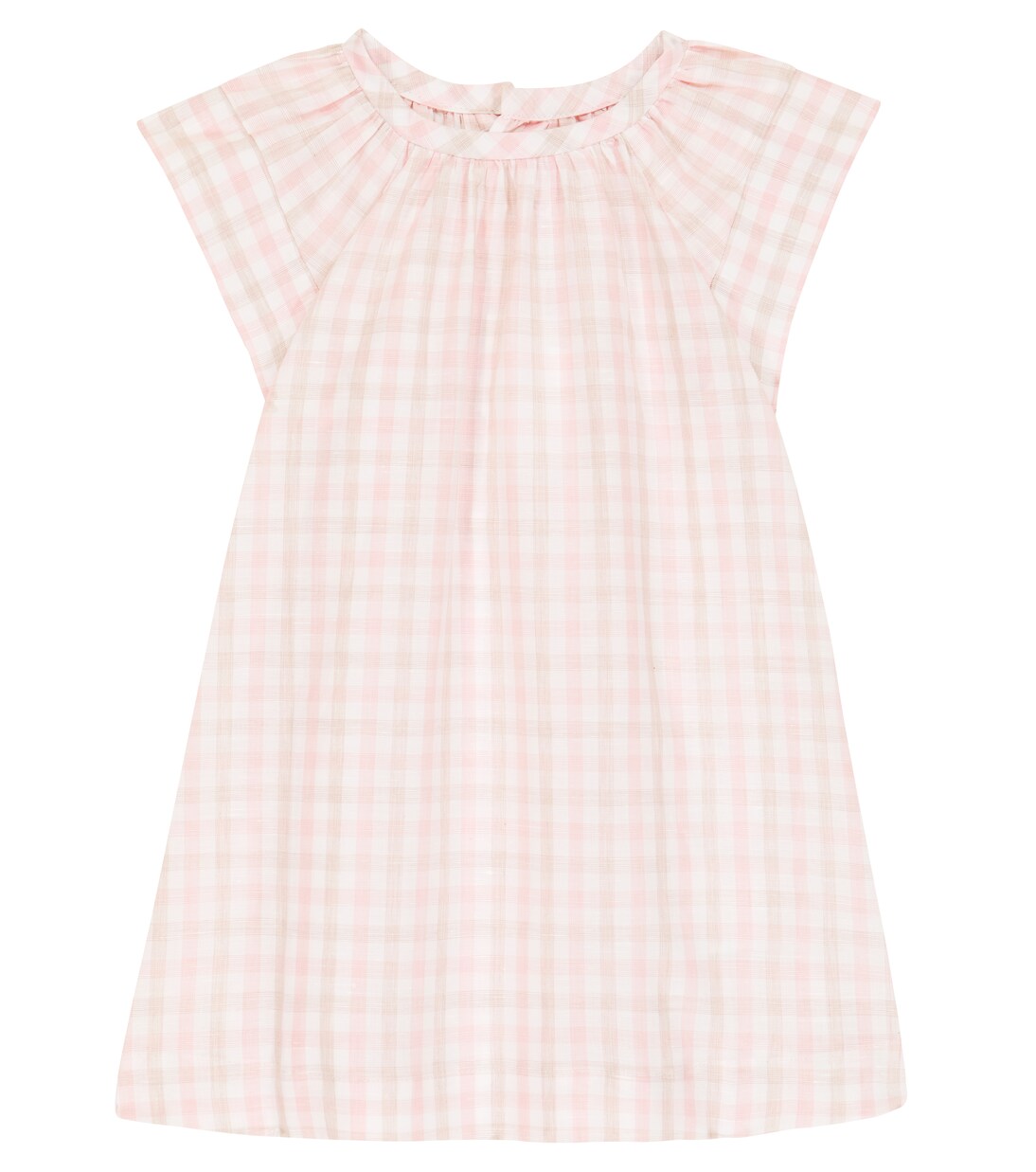 Checked cotton and linen dress | Bonpoint