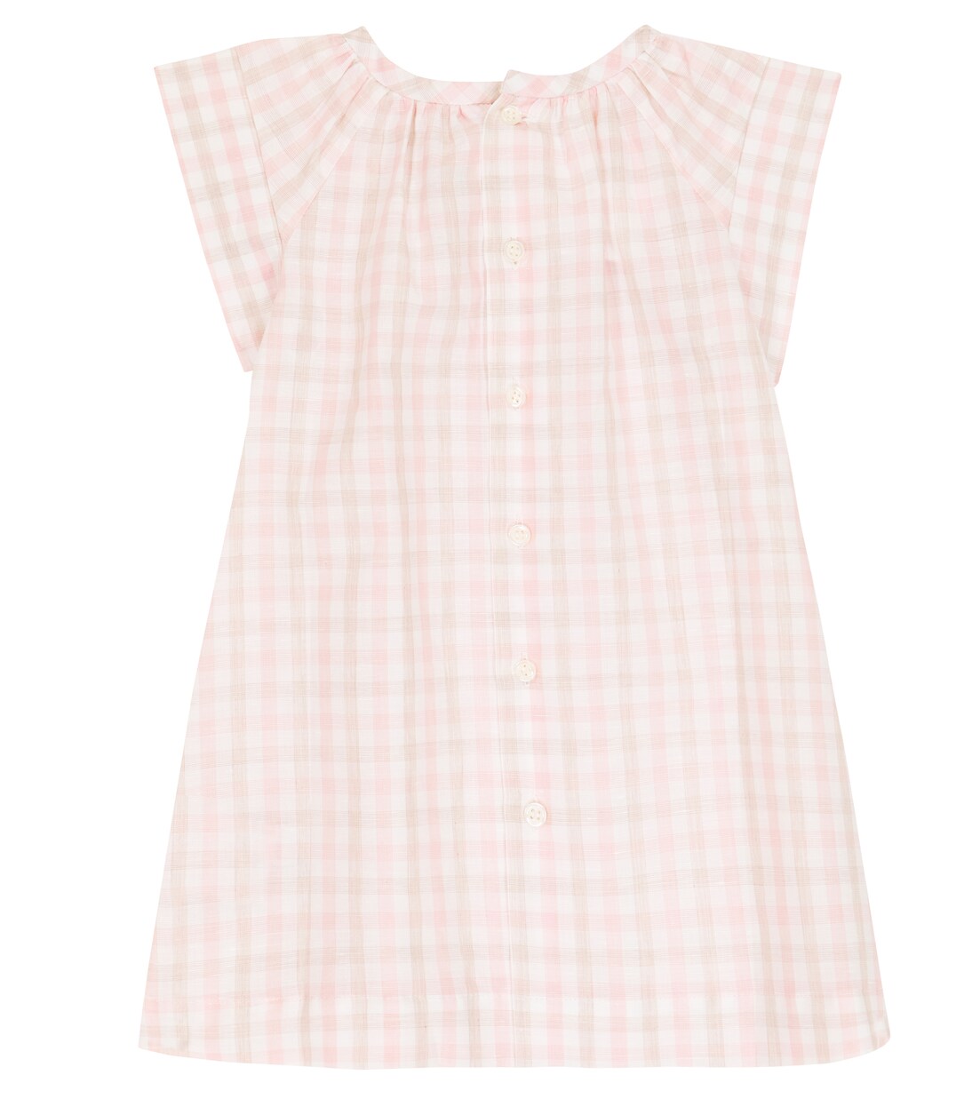 Checked cotton and linen dress | Bonpoint
