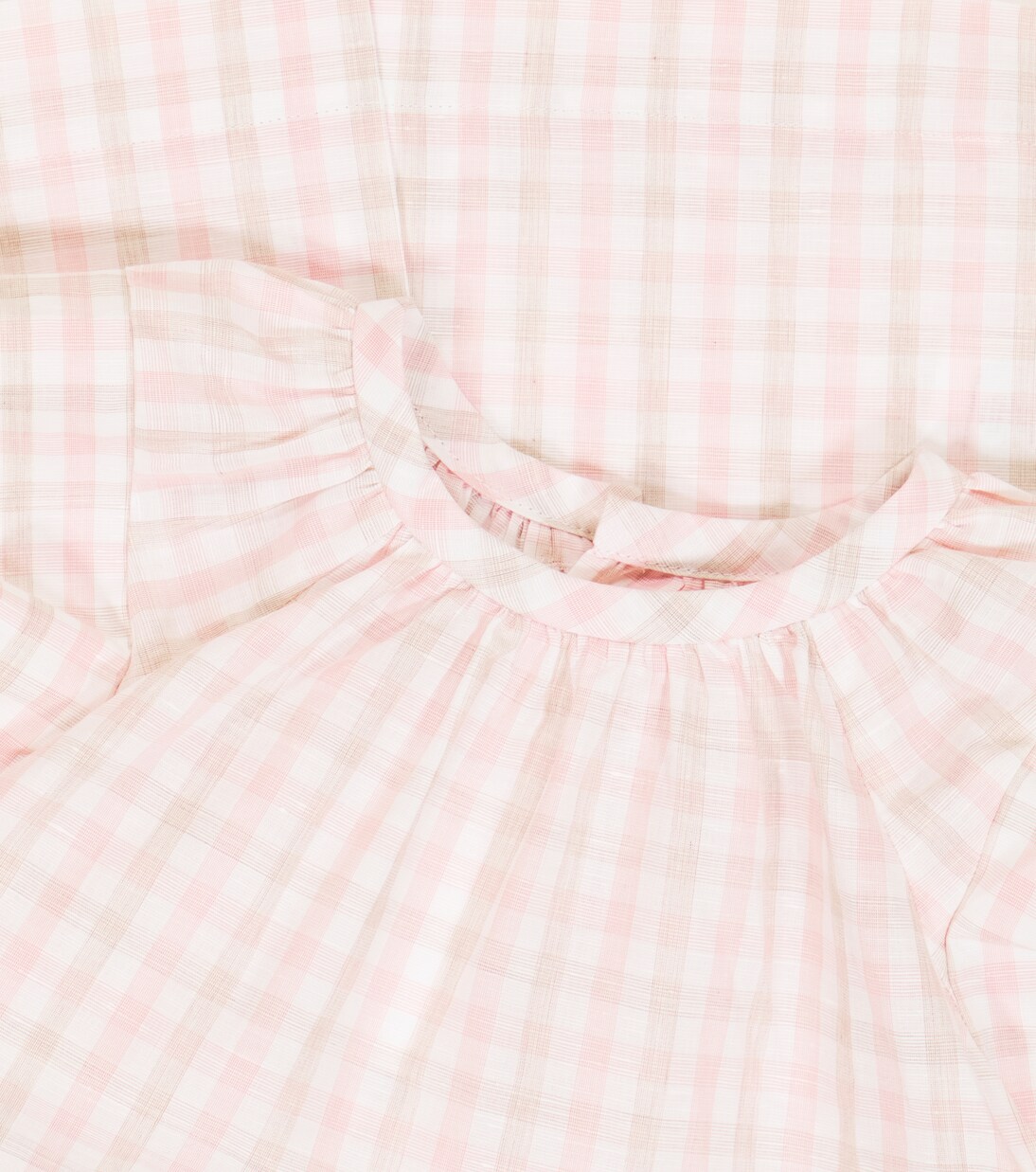 Checked cotton and linen dress | Bonpoint