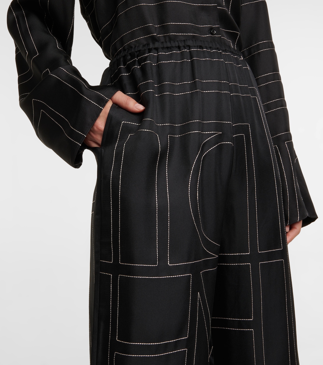 Logo wide-leg silk pants | Toteme