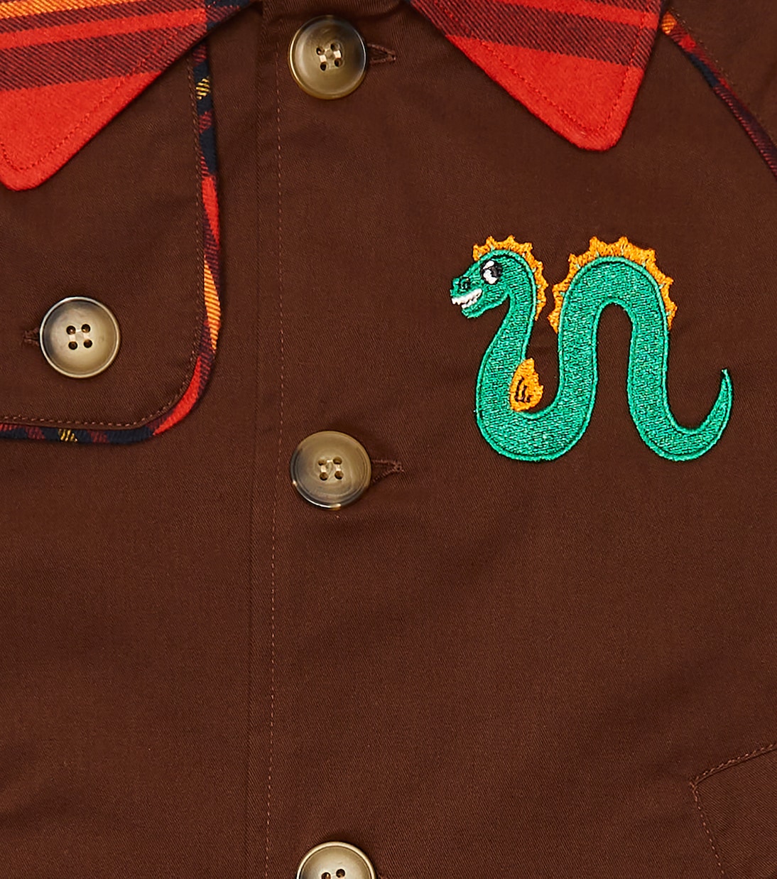 Embroidered motif cotton coat | Mini Rodini