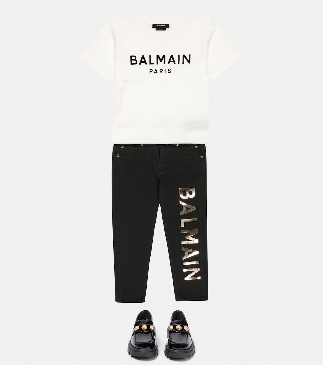 Pantaloni in misto cotone con logo | Balmain Kids