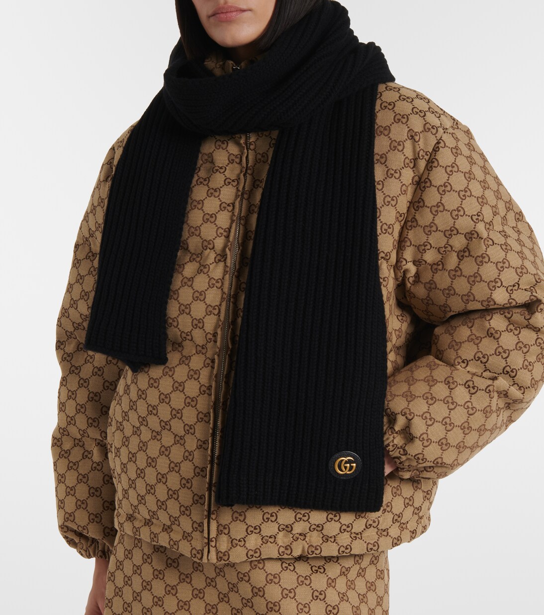 Ribbed-knit wool and cashmere scarf | Gucci