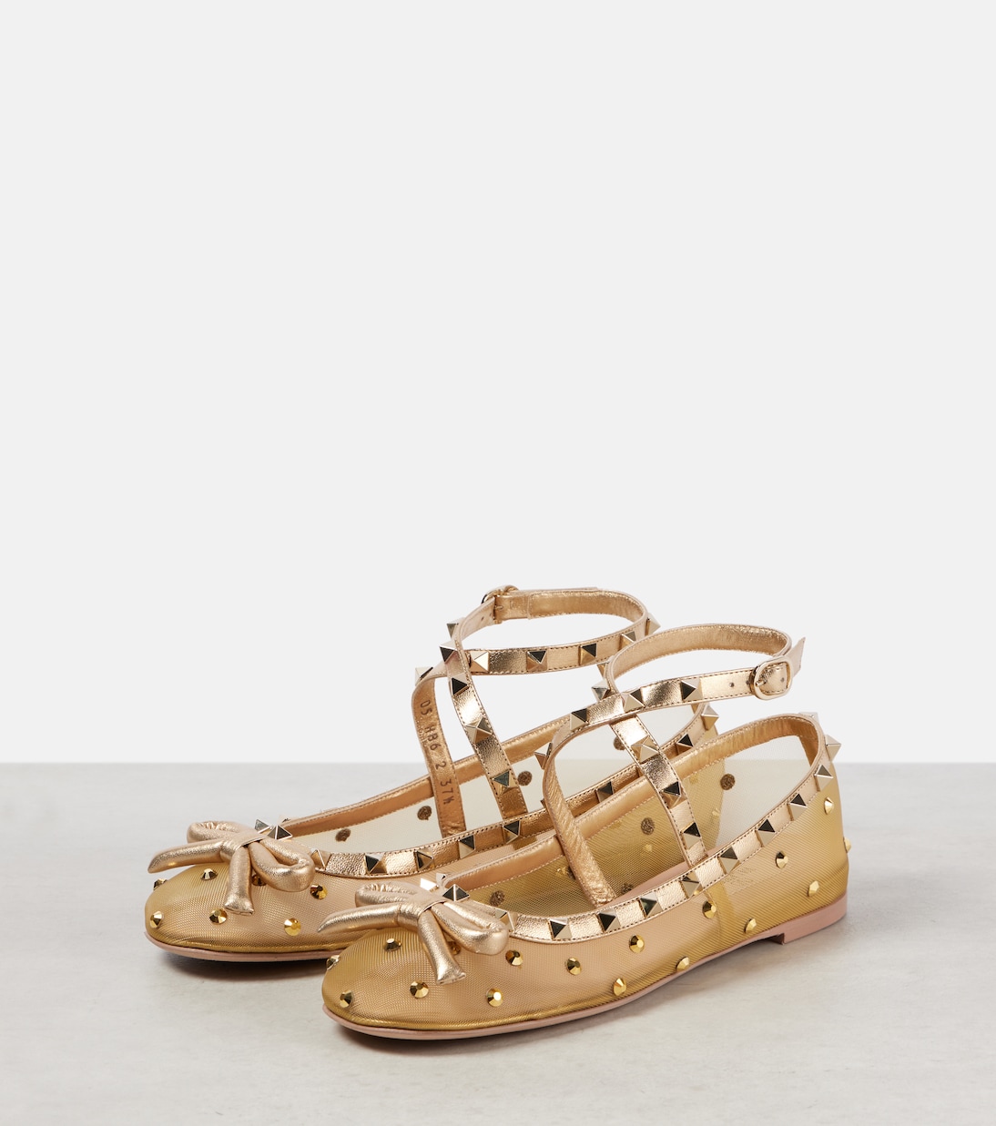 Verzierte Ballerinas Rockstud aus Mesh | Valentino Garavani