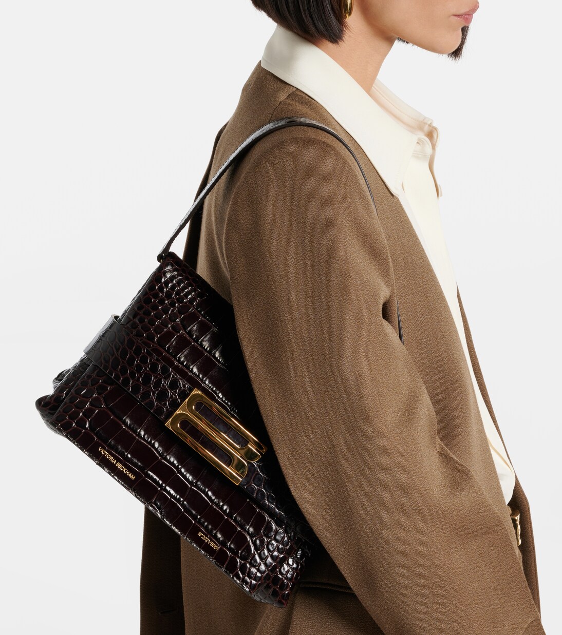 B croc-effect patent leather shoulder bag | Victoria Beckham