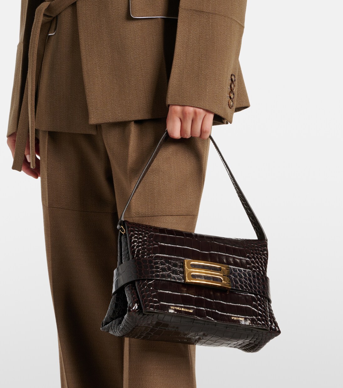 B croc-effect patent leather shoulder bag | Victoria Beckham