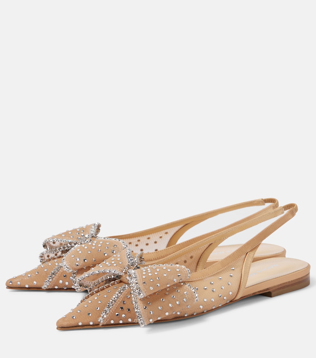 Le Cadeau embellished tulle slingback flats | Mach & Mach