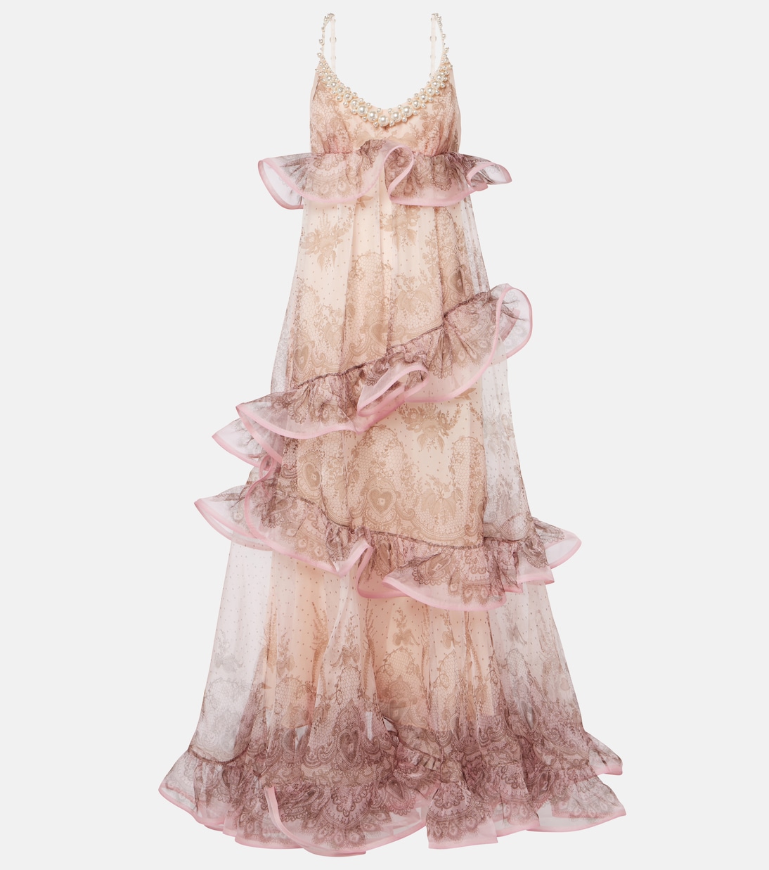 Crush printed ruffled silk organza gown | Zimmermann