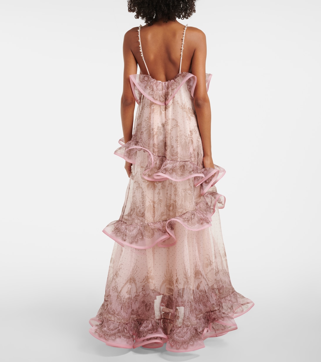 Crush printed ruffled silk organza gown | Zimmermann