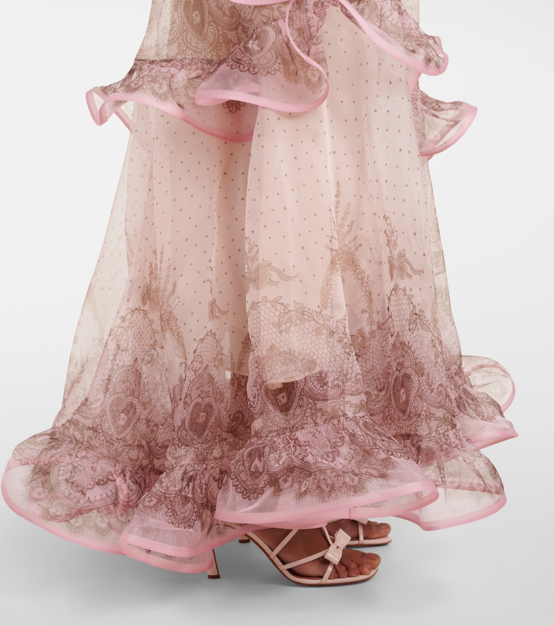 Crush printed ruffled silk organza gown | Zimmermann