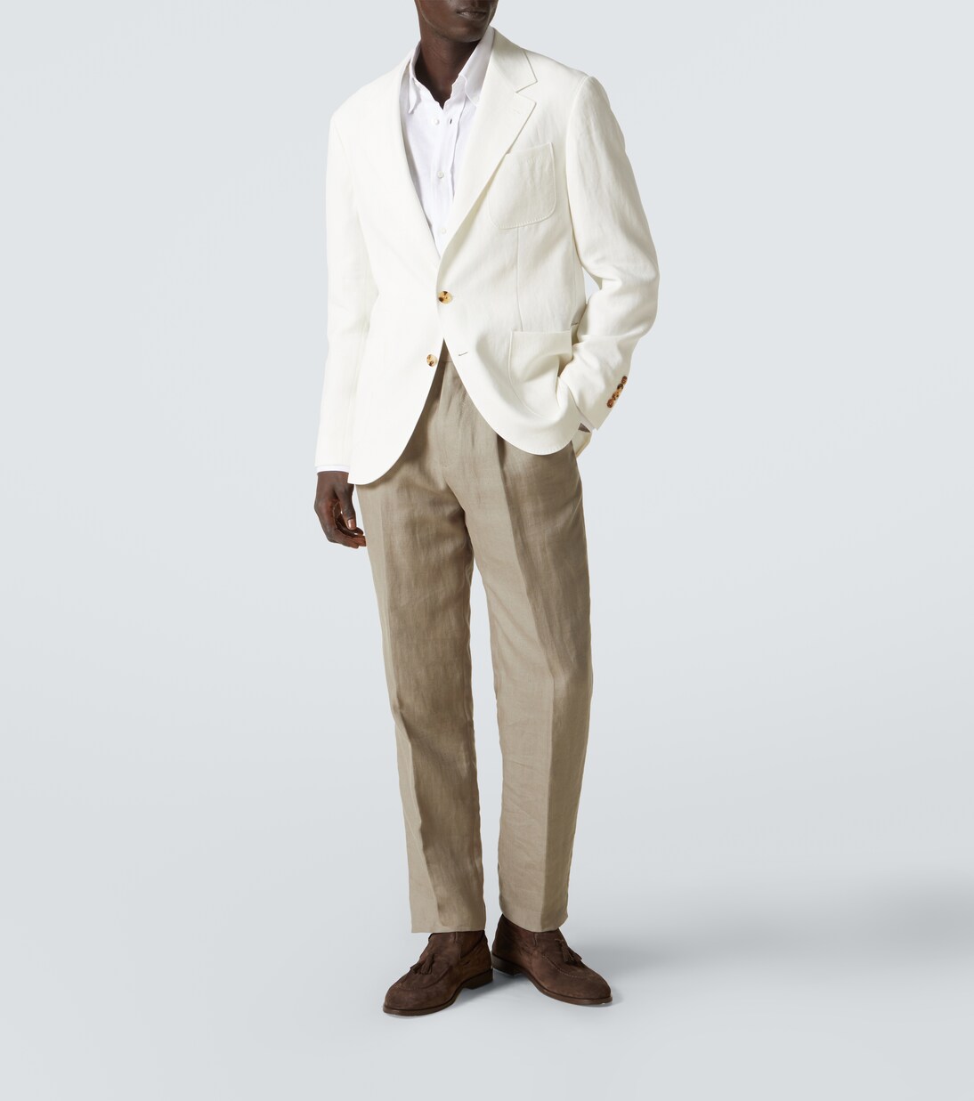 Single-breasted linen blazer | Brunello Cucinelli