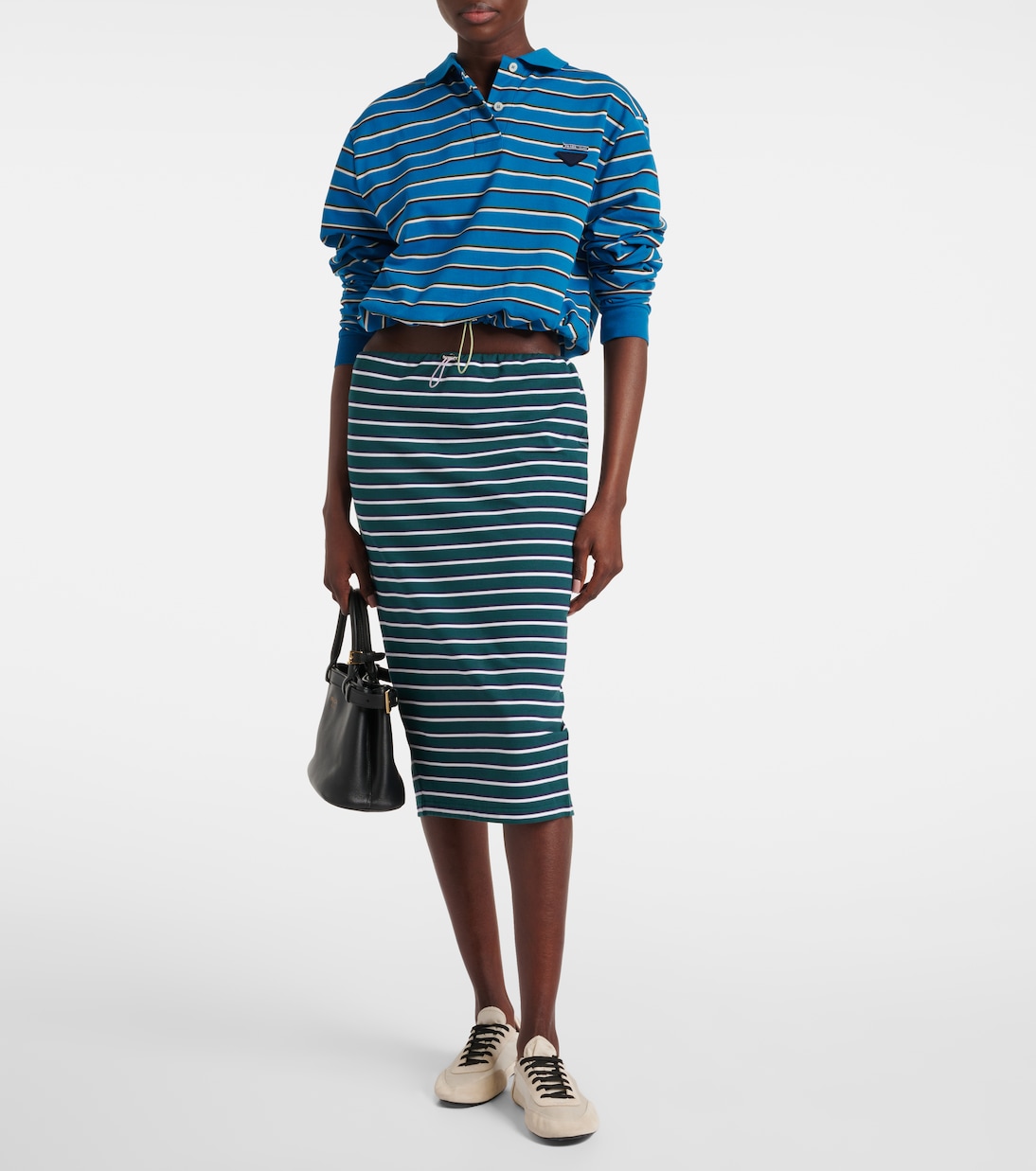 Striped cotton midi skirt | Prada