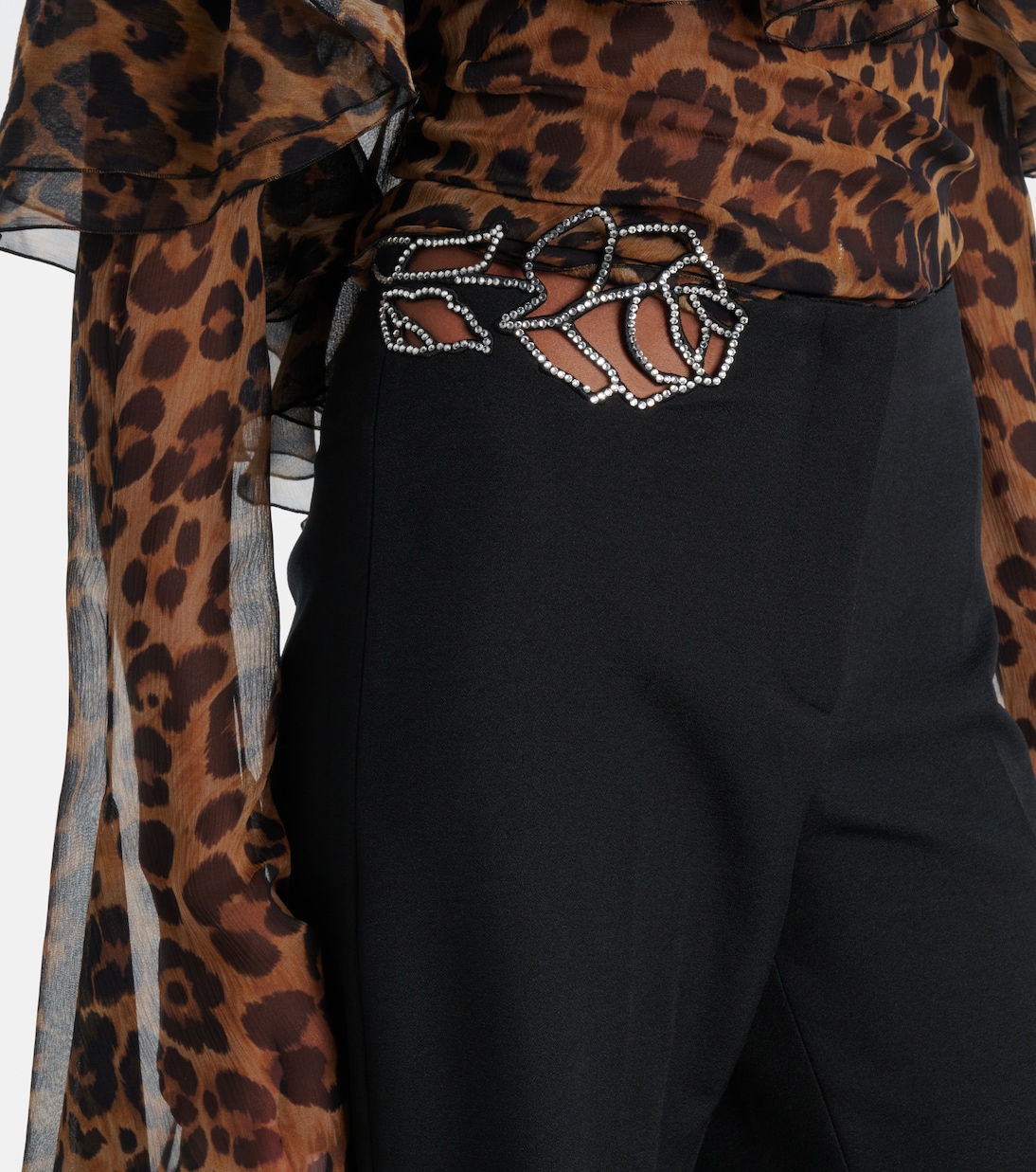 Embellished crêpe cady flared pants | Blumarine