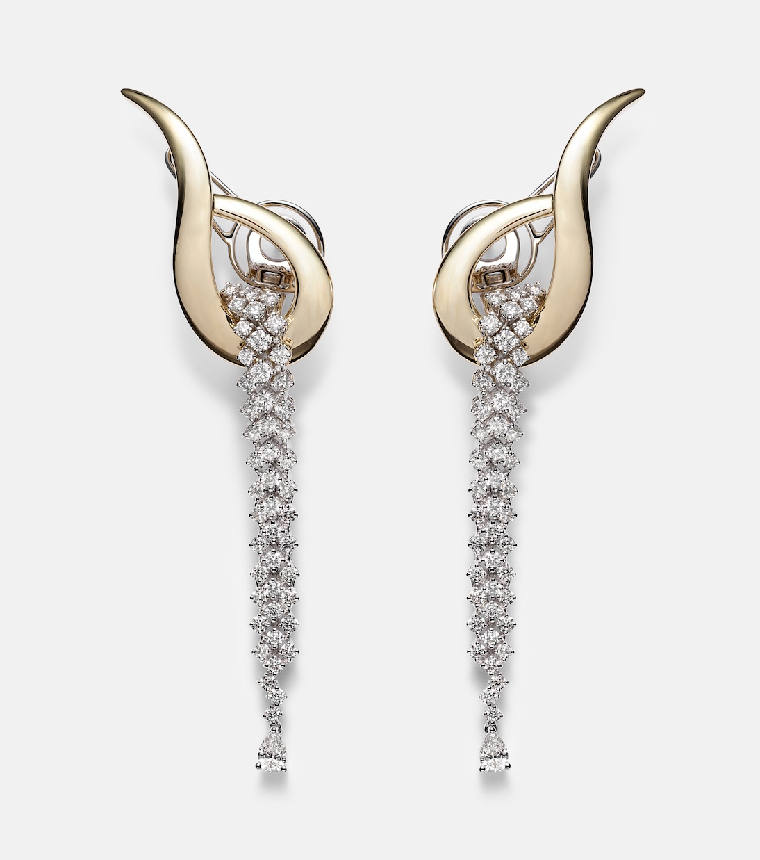 Boucles d'oreilles Golden Strada en or jaune et blanc 18 ct et diamants | Yeprem