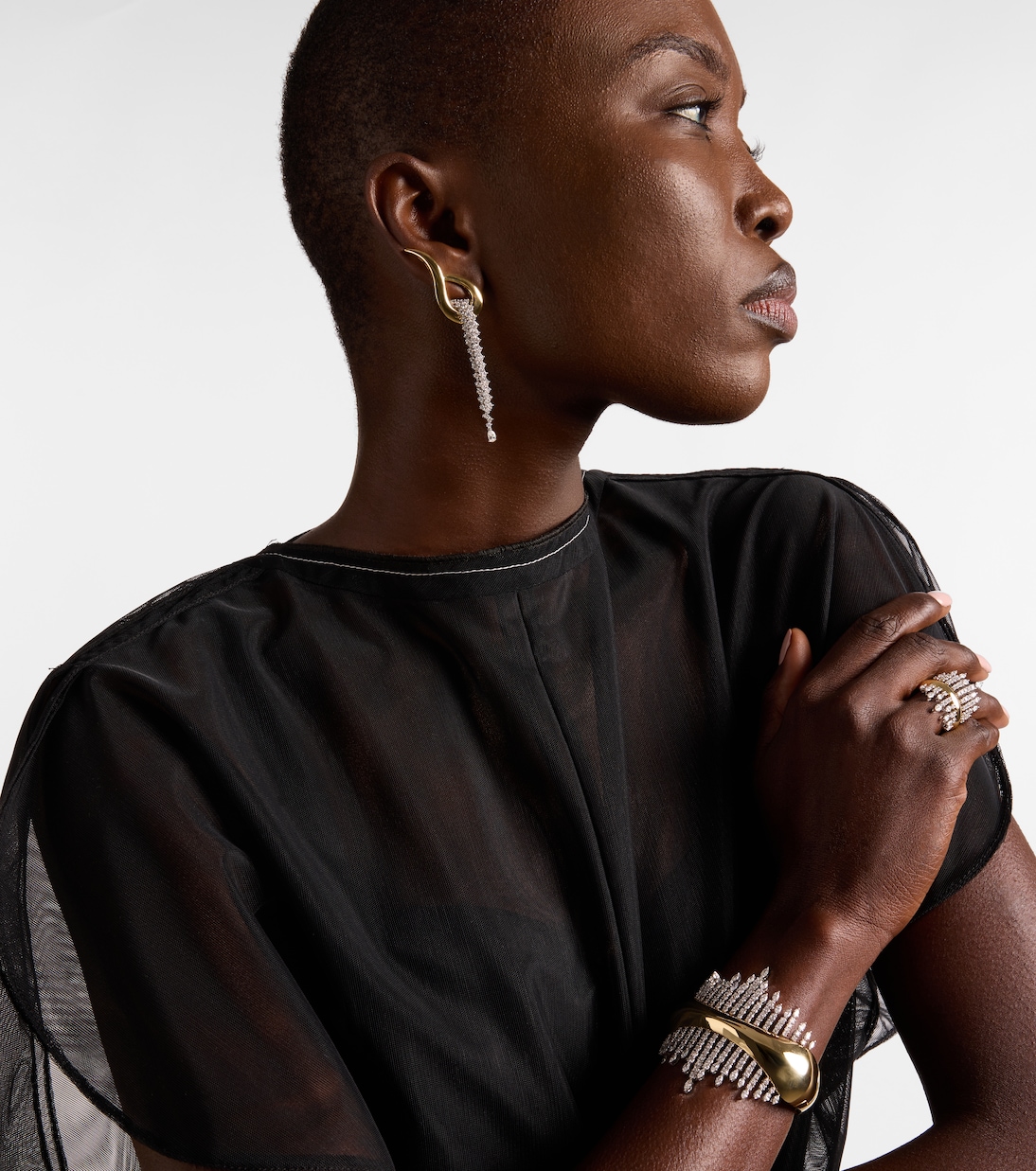 Boucles d'oreilles Golden Strada en or jaune et blanc 18 ct et diamants | Yeprem