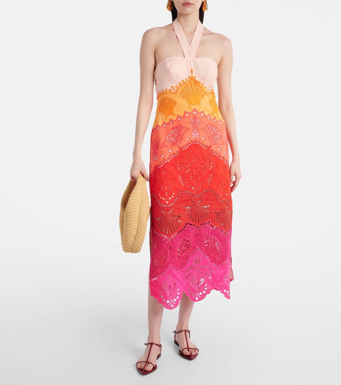 Vestido midi de algodón y lino estampado | Farm Rio