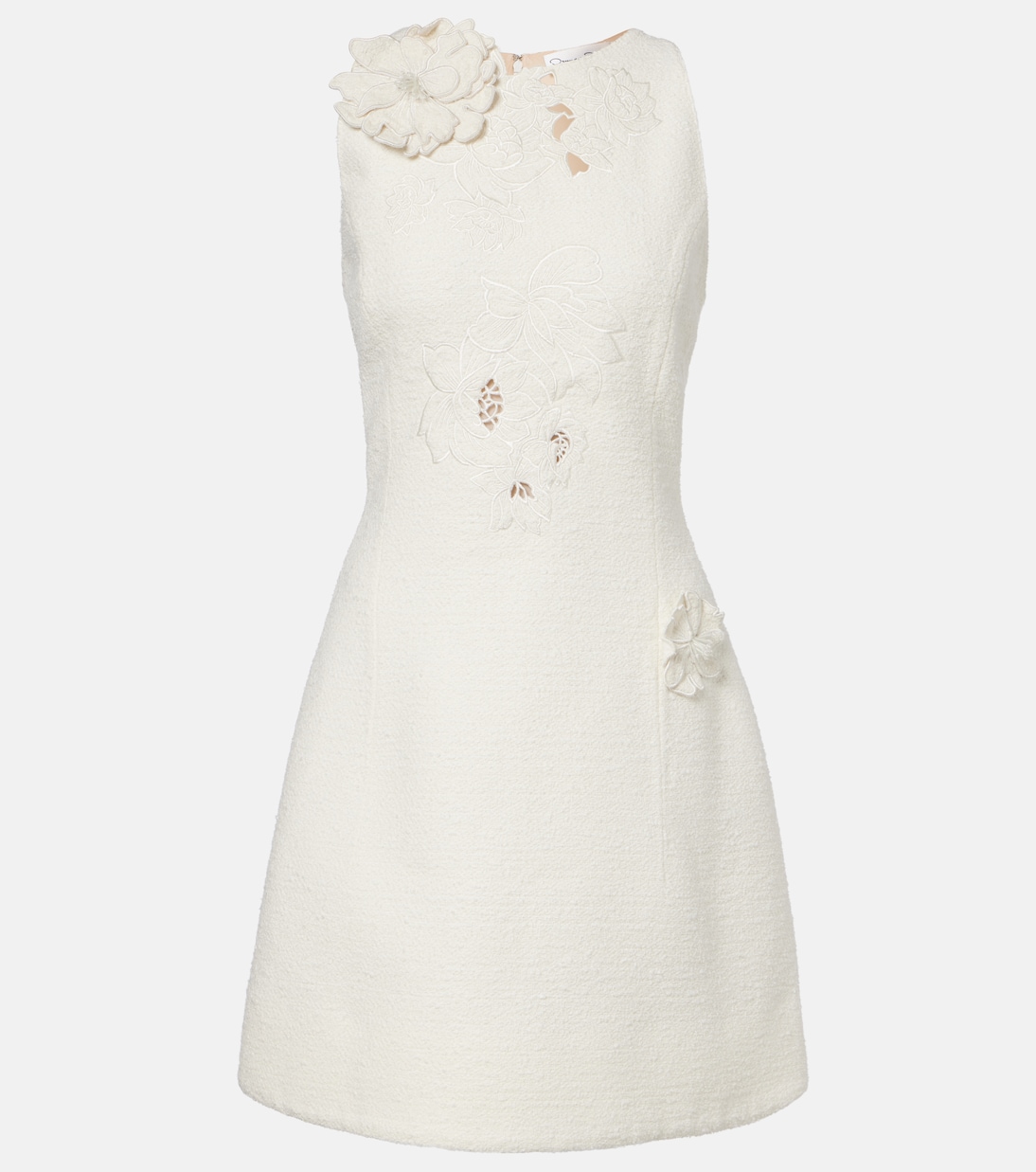 Embroidered cotton-blend tweed minidress | Oscar de la Renta