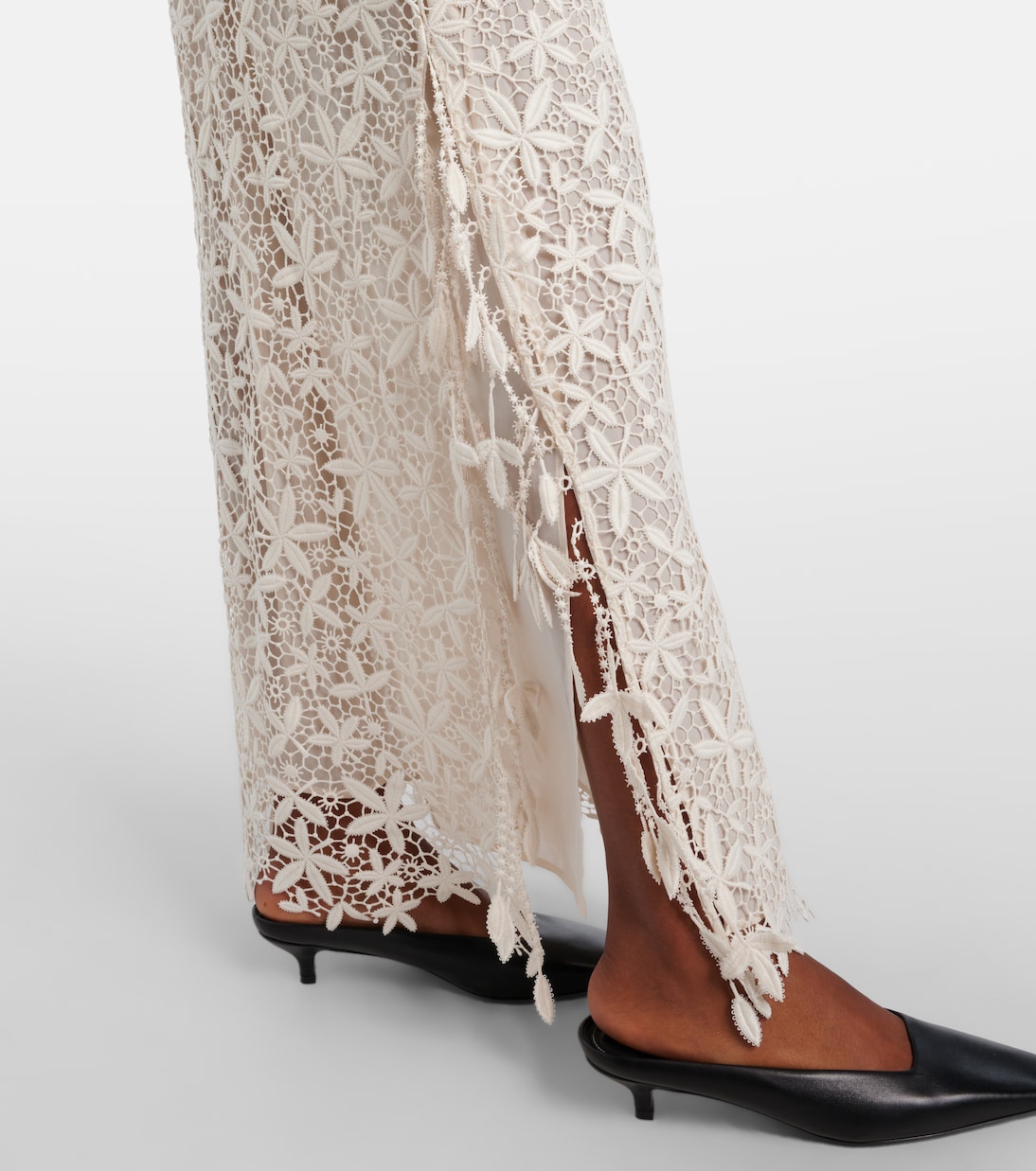 Low-Rise-Maxirock aus Spitze | Toteme