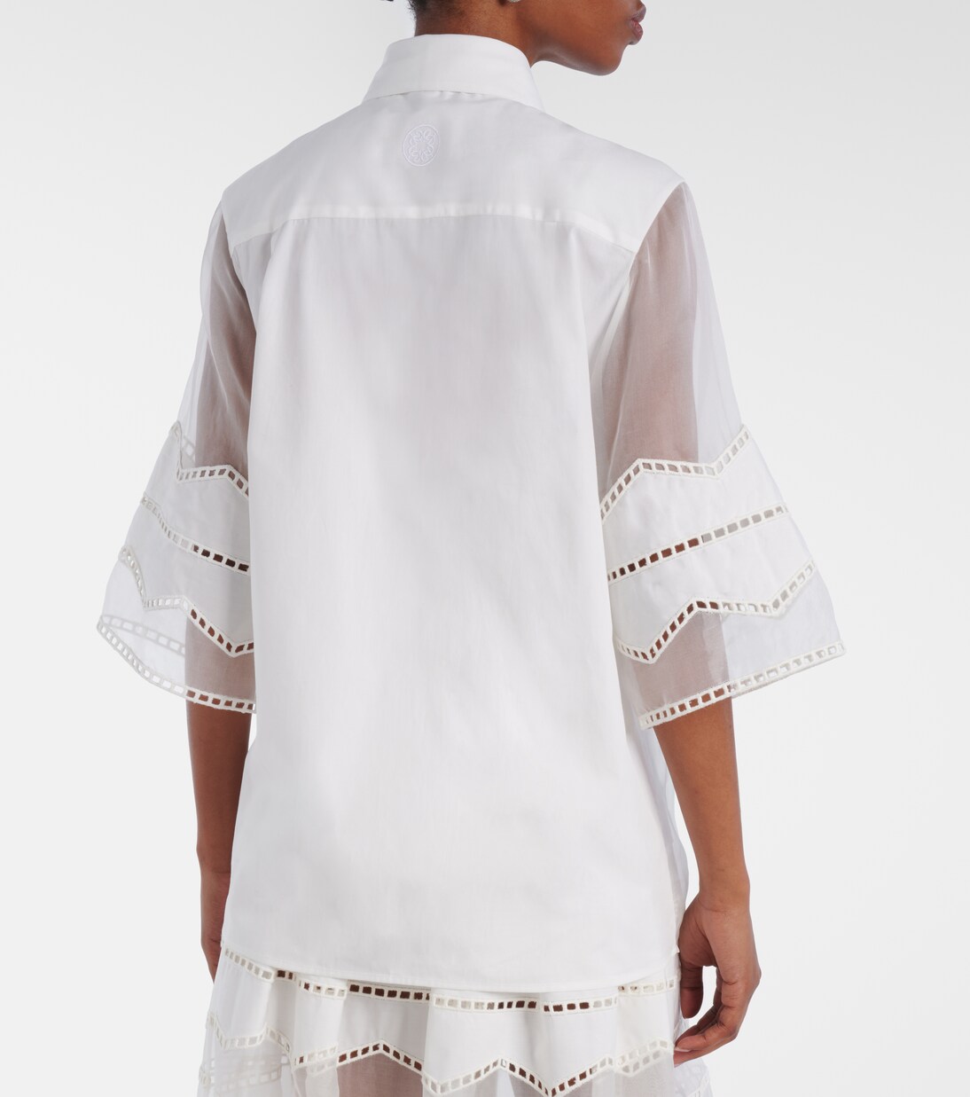 Tie-neck cotton and silk-blend blouse | Elie Saab