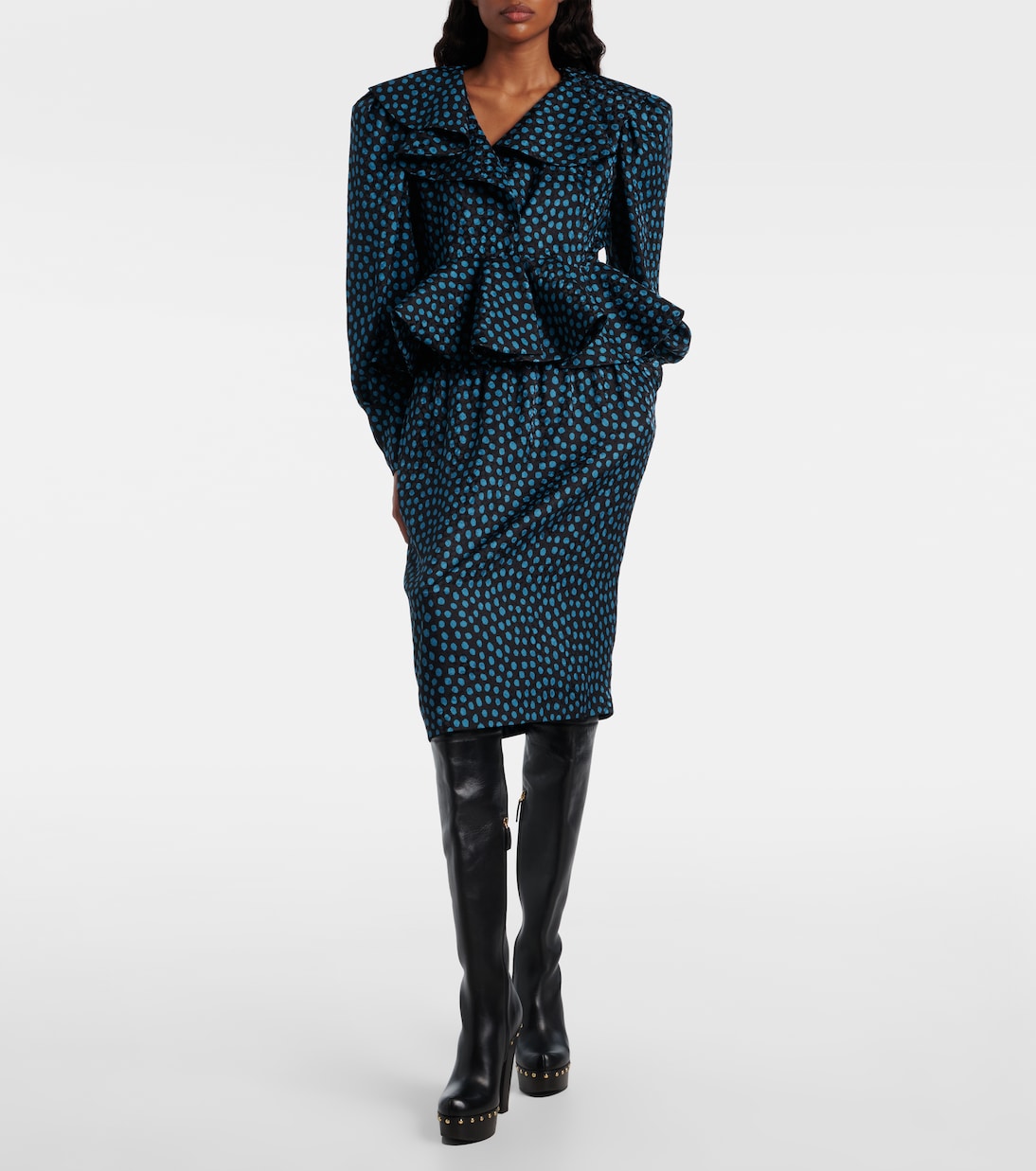 Polka-dot peplum silk jacquard blouse | Chloé