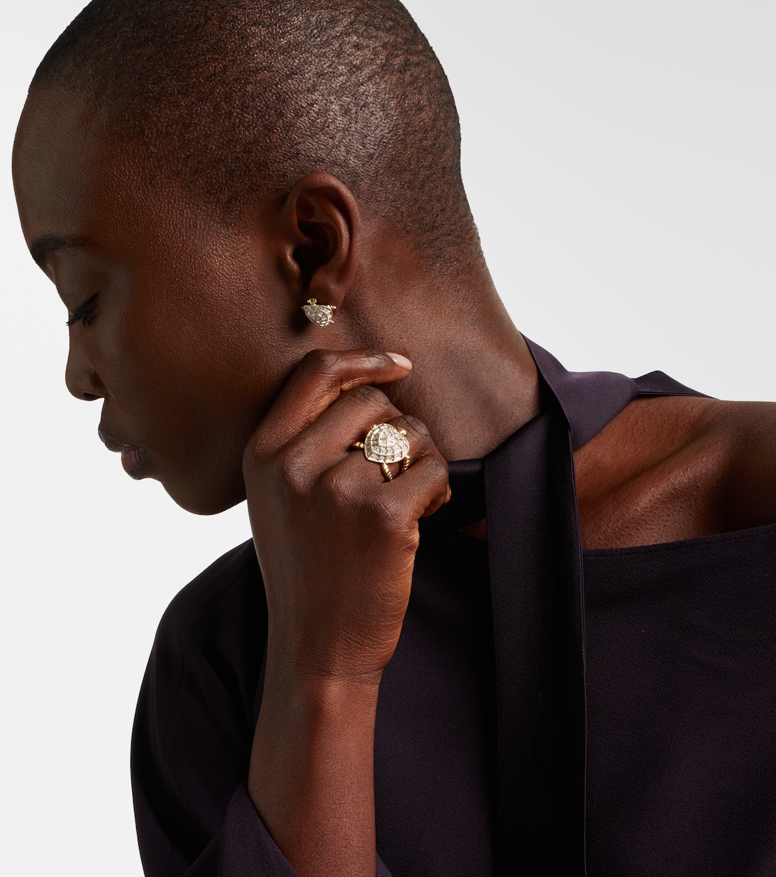 Tortue Coeur 9kt gold ring with diamonds | Yvonne Léon