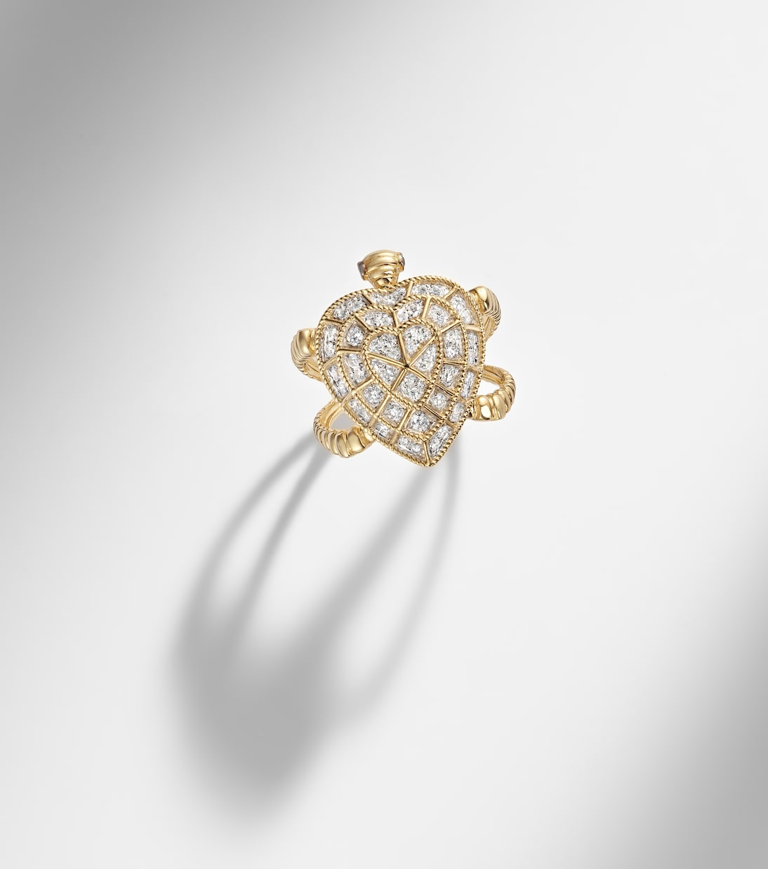 Tortue Coeur 9kt gold ring with diamonds | Yvonne Léon