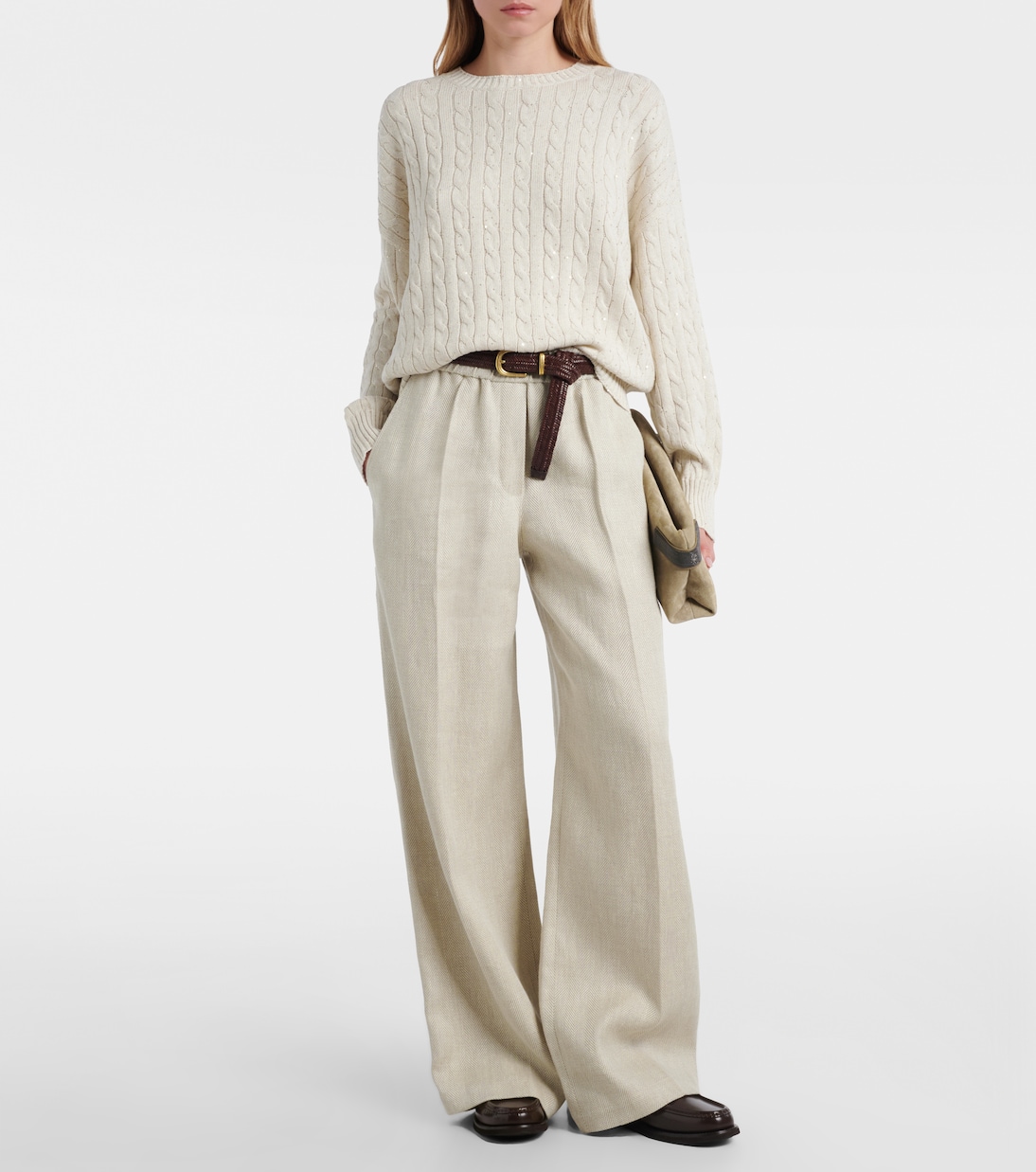 Pullover aus einem Baumwollgemisch mit Pailletten | Brunello Cucinelli