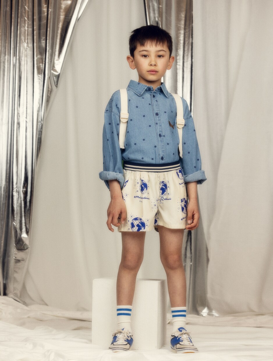 Society printed wide-leg pants | Mini Rodini